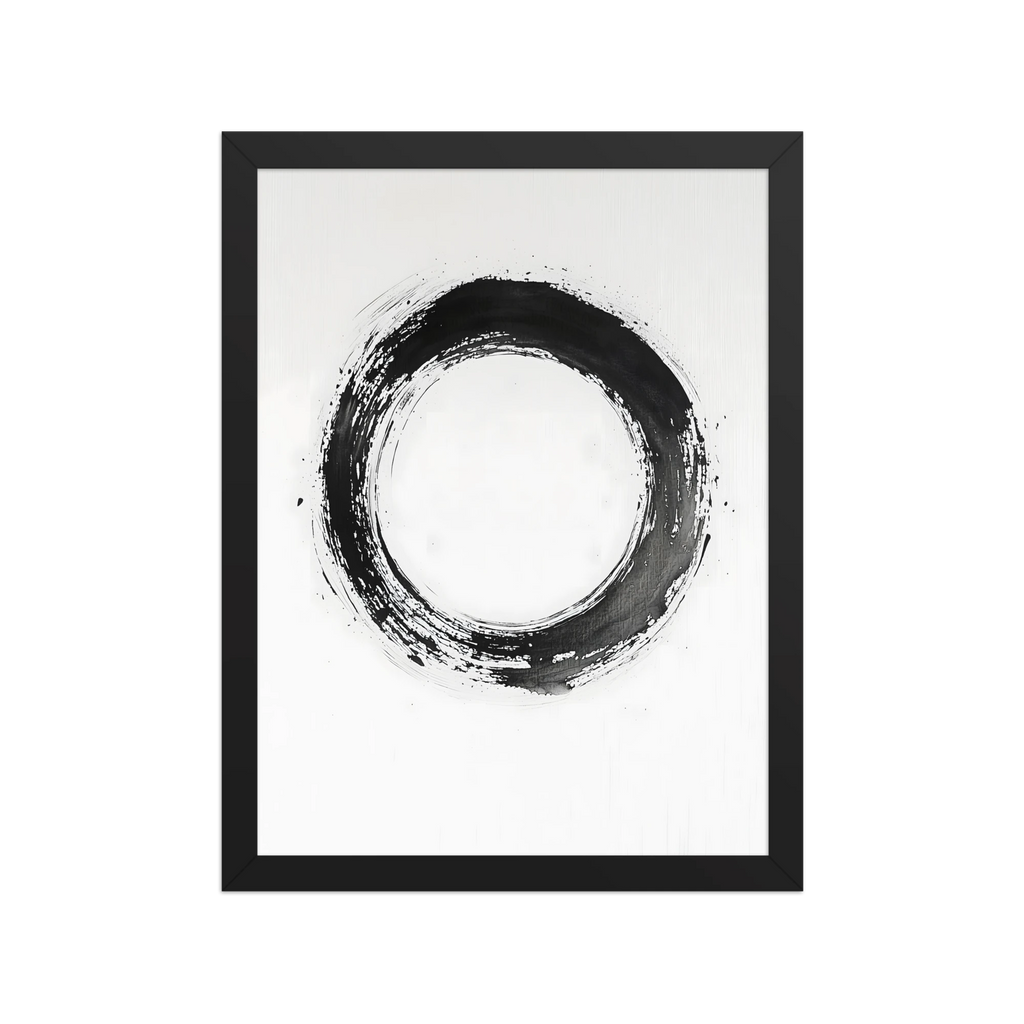 One Stroke — Japandi zen ink framed print, minimalist Japanese wall art