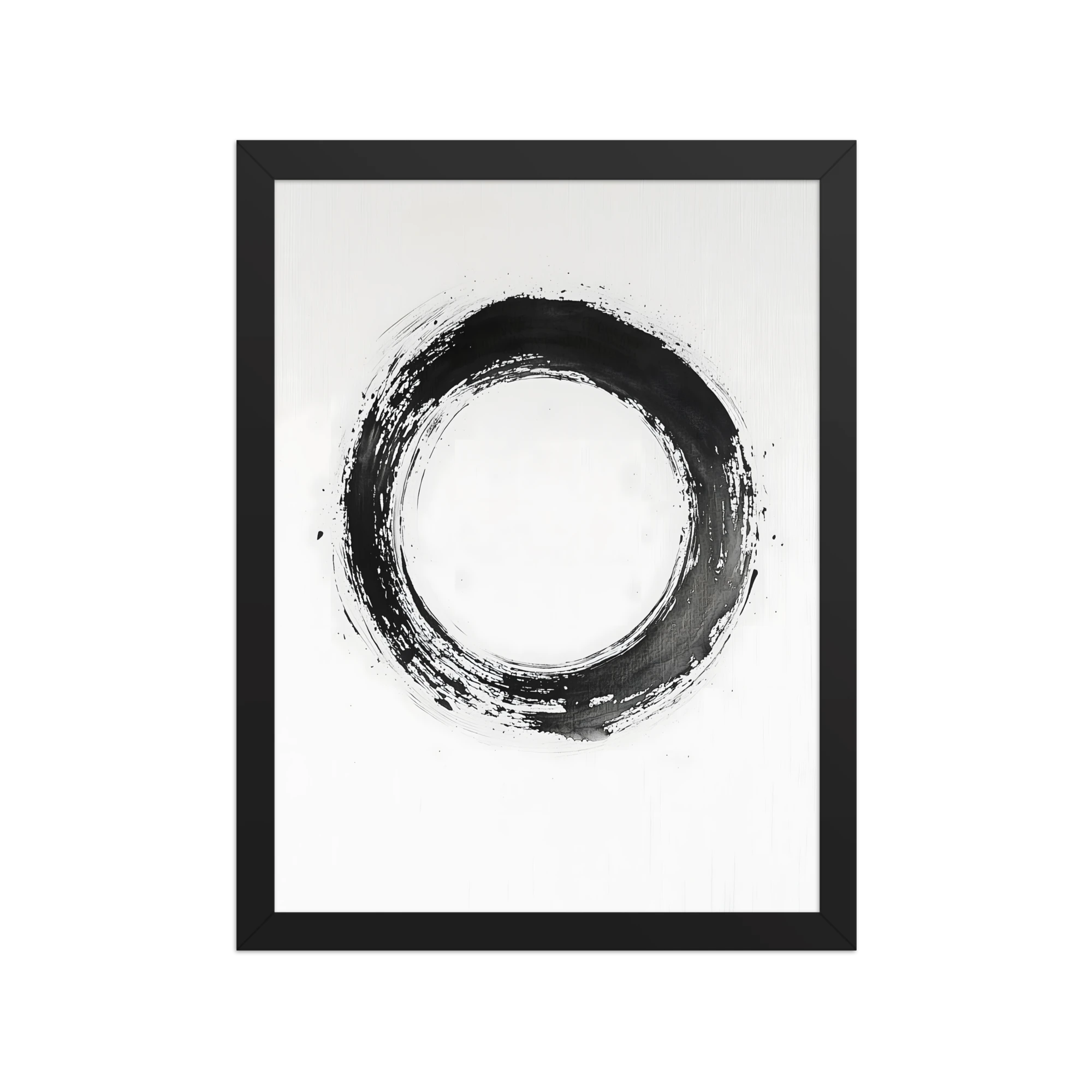 One Stroke — Japandi zen ink framed print, minimalist Japanese wall art