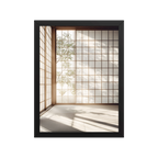 Shoji Light — Japandi komorebi framed print, minimalist Japanese wall art