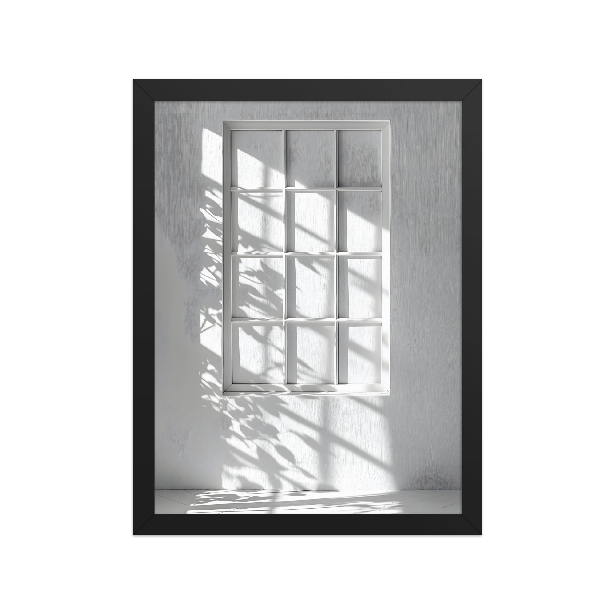 Shadow Play — Japandi komorebi framed print, minimalist Japanese wall art