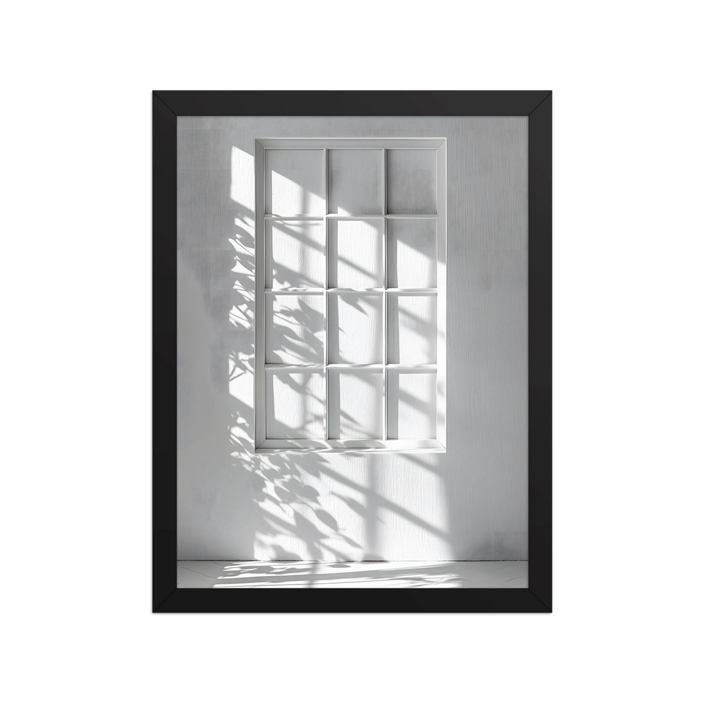 Shadow Play — Japandi komorebi framed print, minimalist Japanese wall art