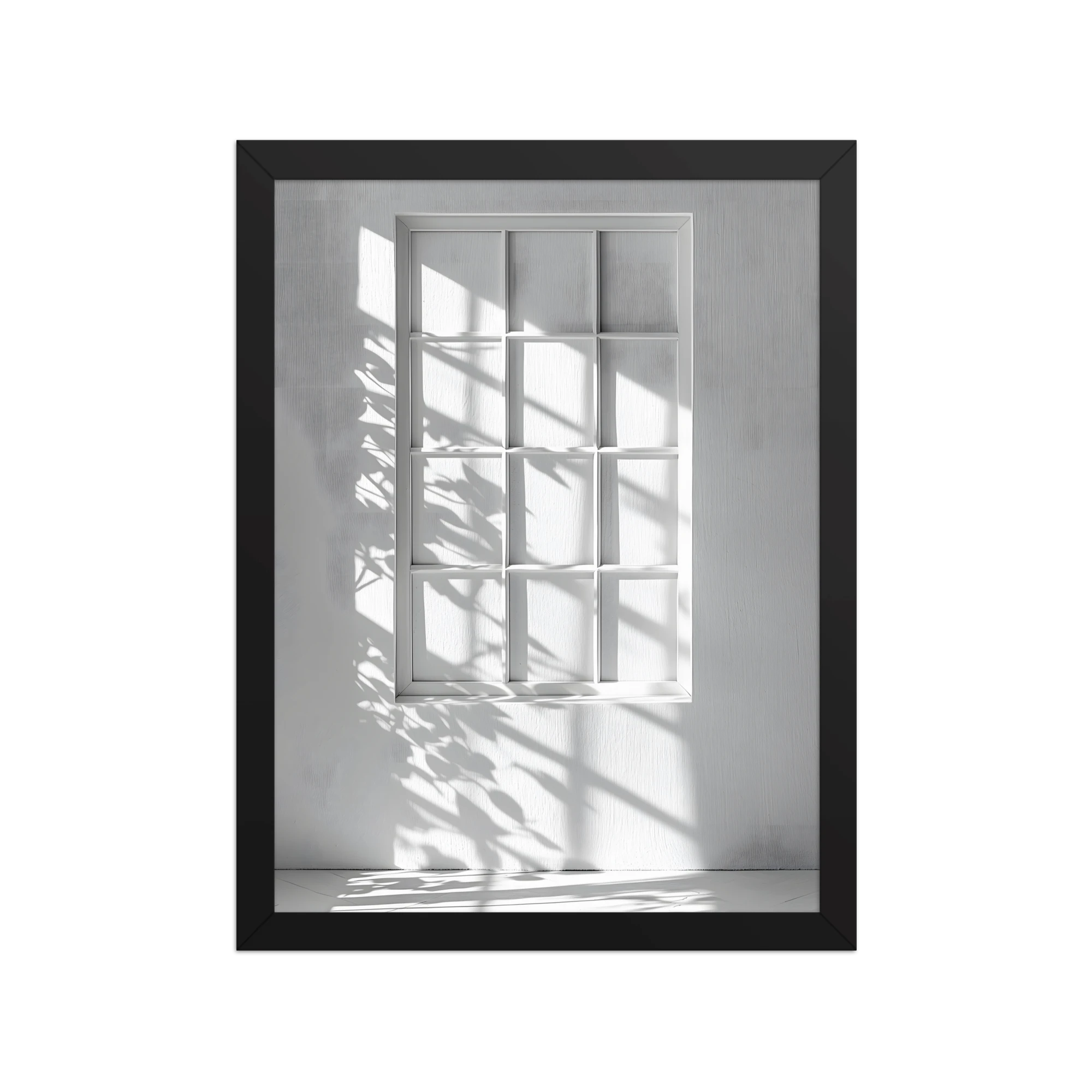 Shadow Play — Japandi komorebi framed print, minimalist Japanese wall art