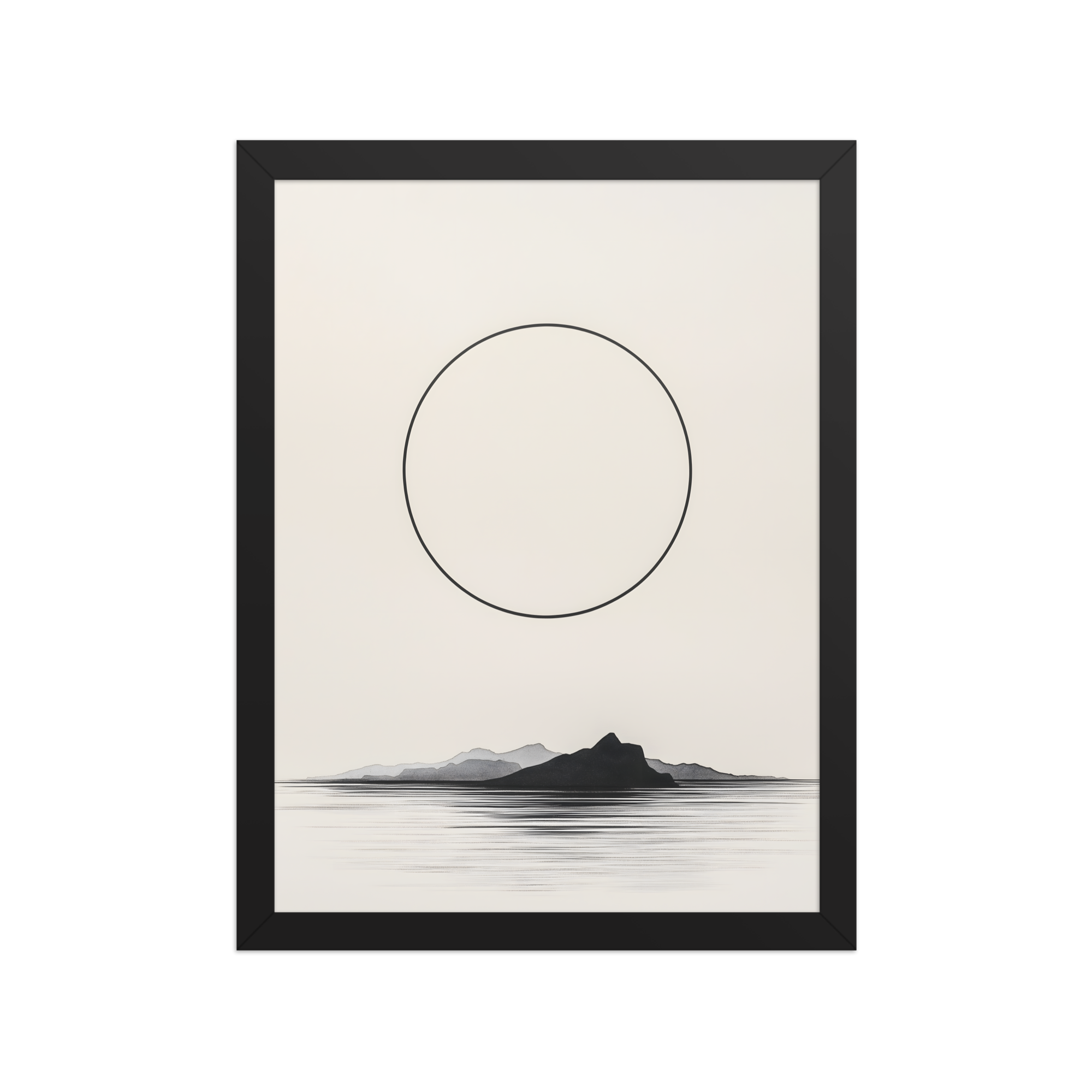 Circle and Space — Japandi ma framed print, minimalist Japanese wall art
