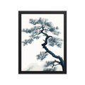 Pine Silhouette — Japandi zen nature framed print, minimalist Japanese wall art