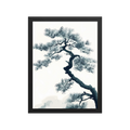 Pine Silhouette — Japandi zen nature framed print, minimalist Japanese wall art