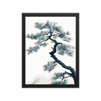 Pine Silhouette — Japandi zen nature framed print, minimalist Japanese wall art