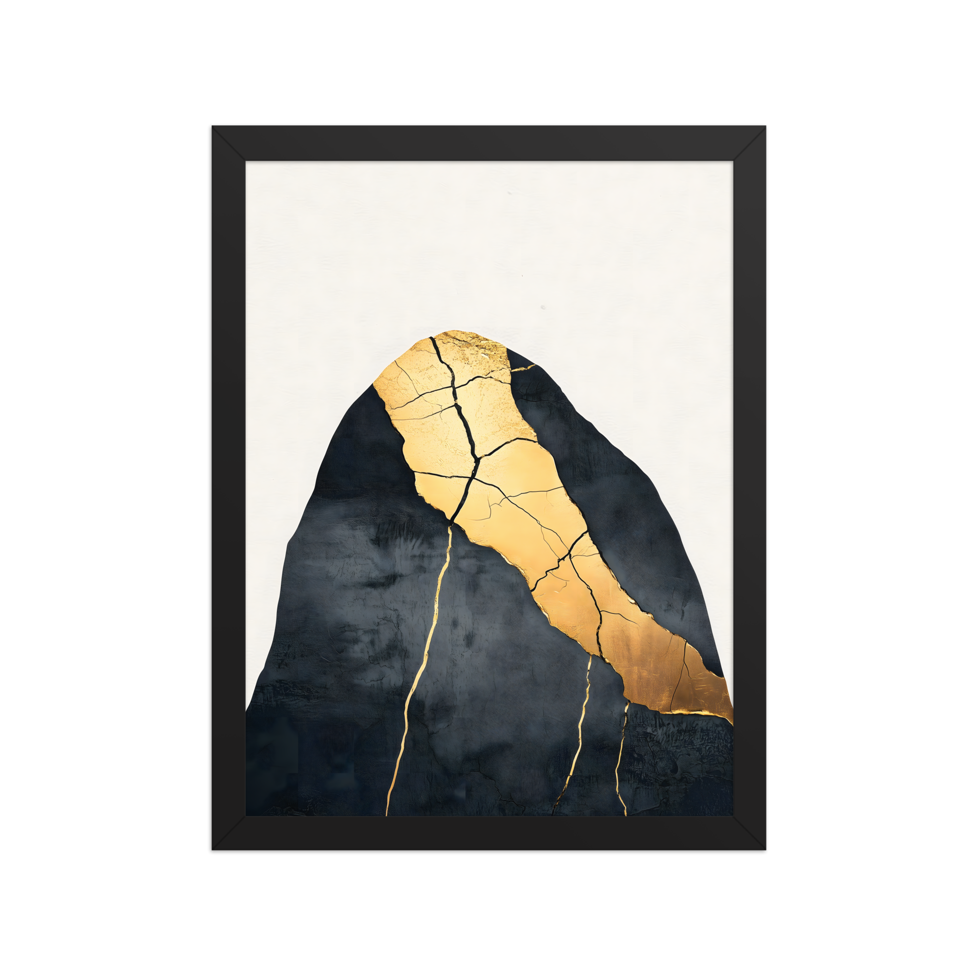 Kintsugi Lines — Japandi wabi-sabi framed print, minimalist Japanese wall art