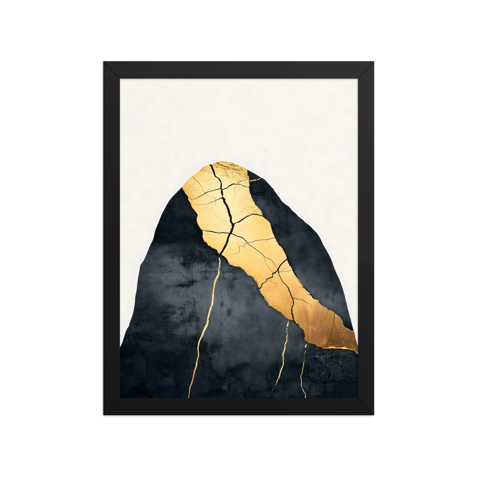 Kintsugi Lines — Japandi wabi-sabi framed print, minimalist Japanese wall art