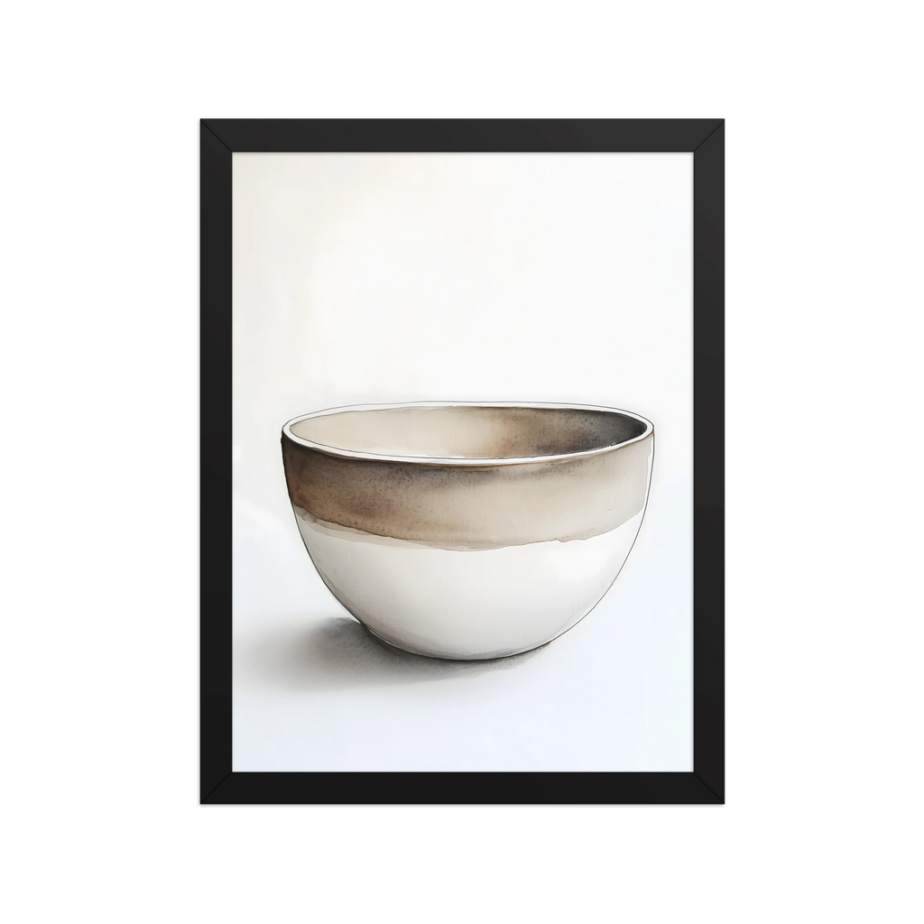 Clay Form — Japandi wabi-sabi framed print, minimalist Japanese wall art