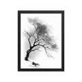 Winter Branch — Japandi zen ink framed print, minimalist Japanese wall art
