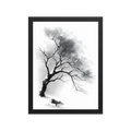 Winter Branch — Japandi zen ink framed print, minimalist Japanese wall art