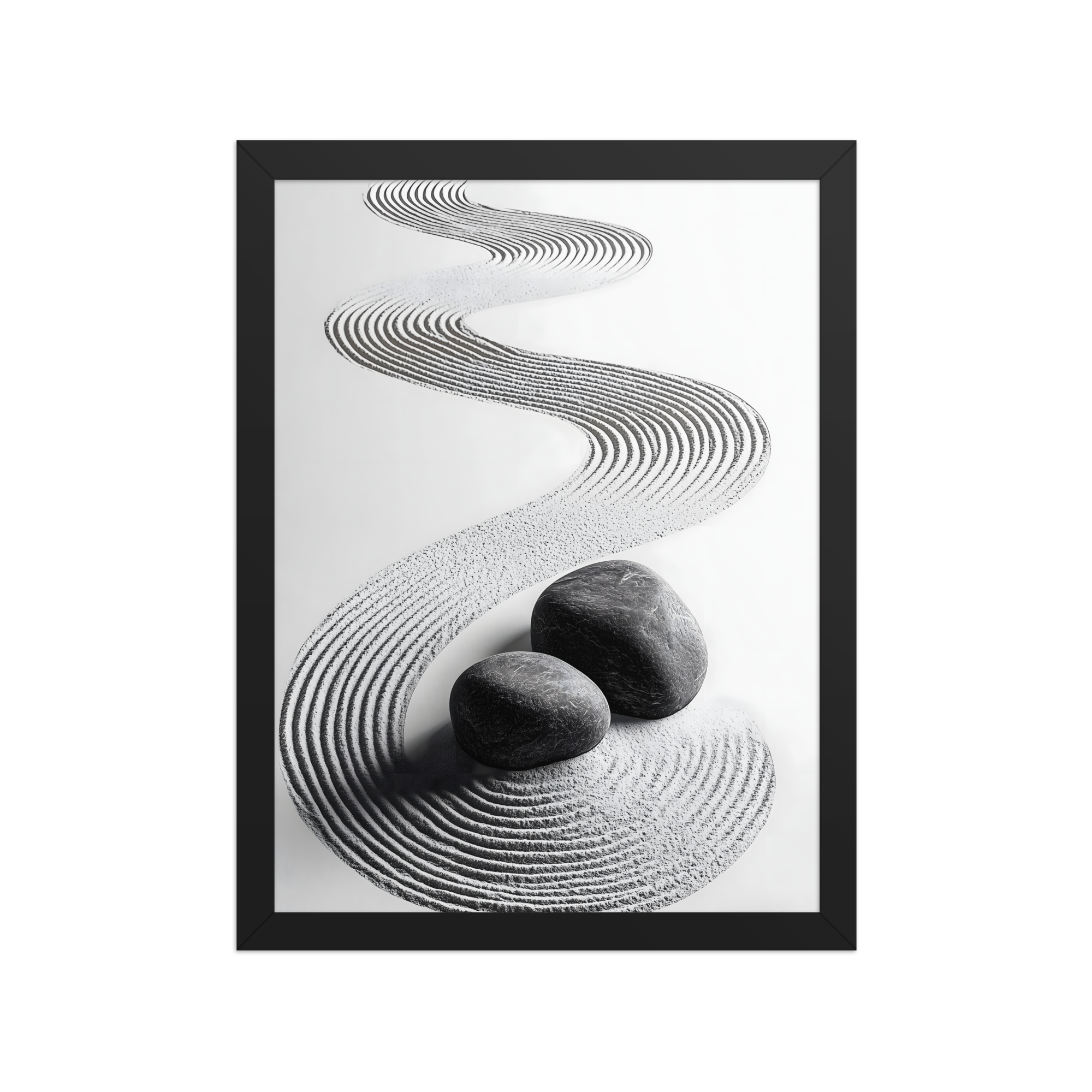 Pebble Garden — Japandi zen nature framed print, minimalist Japanese wall art