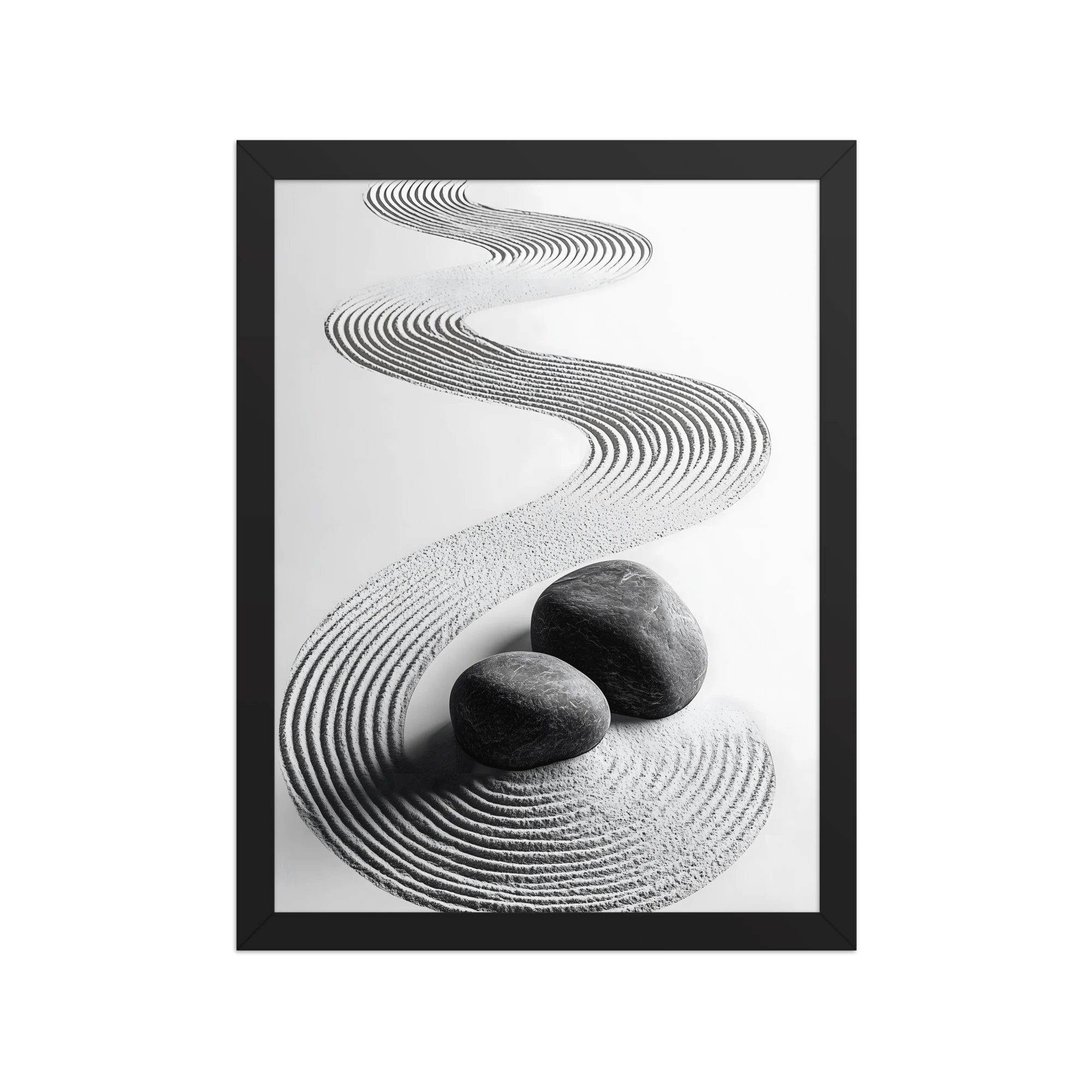 Pebble Garden — Japandi zen nature framed print, minimalist Japanese wall art