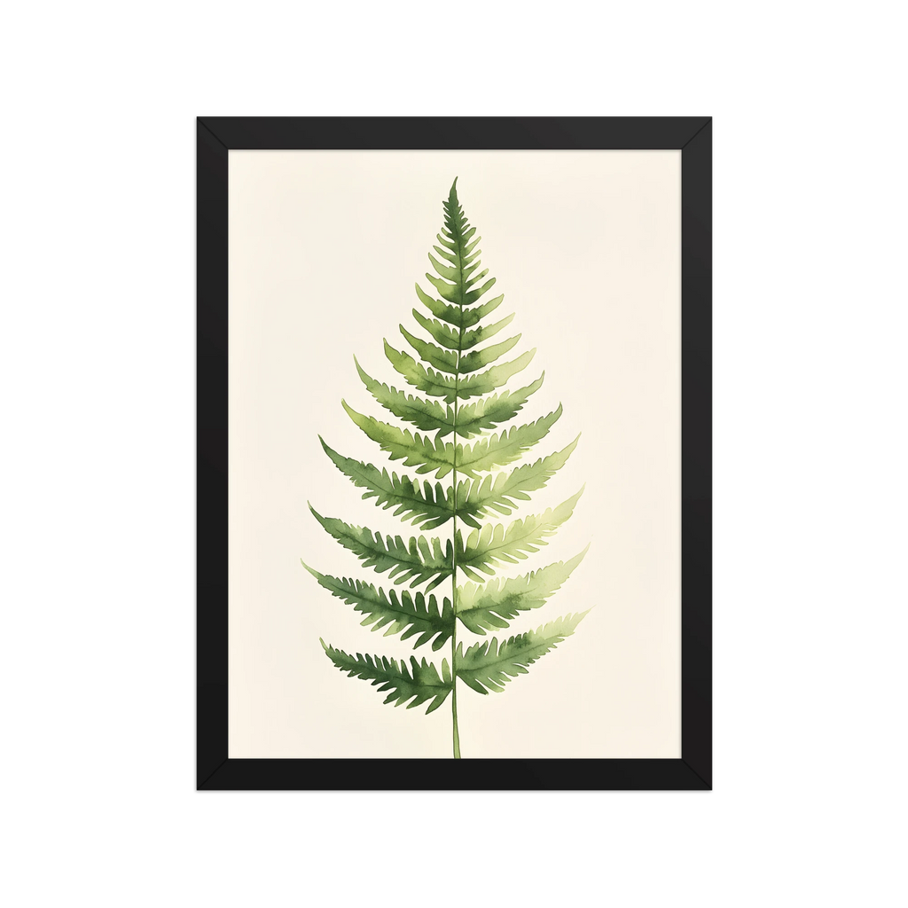 Morning Fern — Japandi zen nature framed print, minimalist Japanese wall art