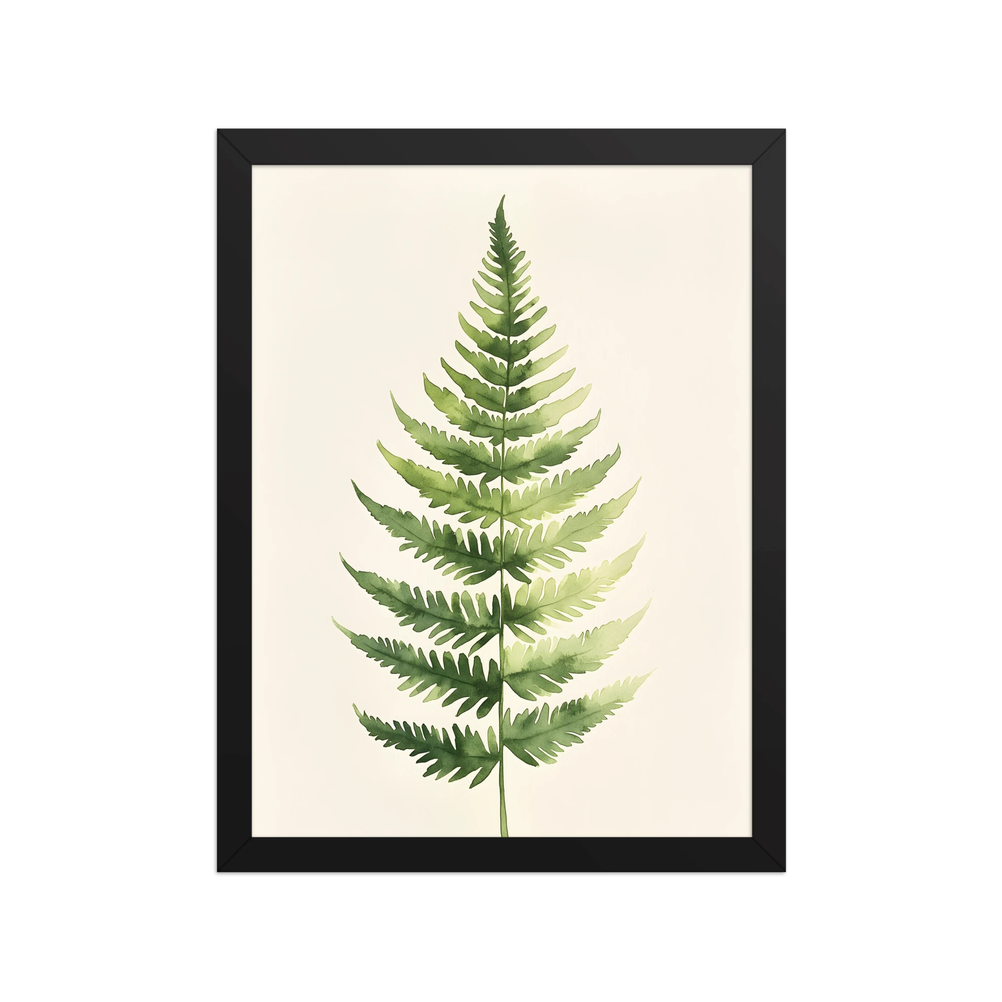 Morning Fern — Japandi zen nature framed print, minimalist Japanese wall art