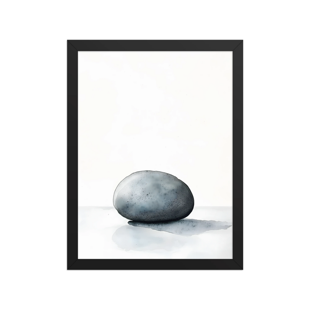 Worn Stone — Japandi wabi-sabi framed print, minimalist Japanese wall art