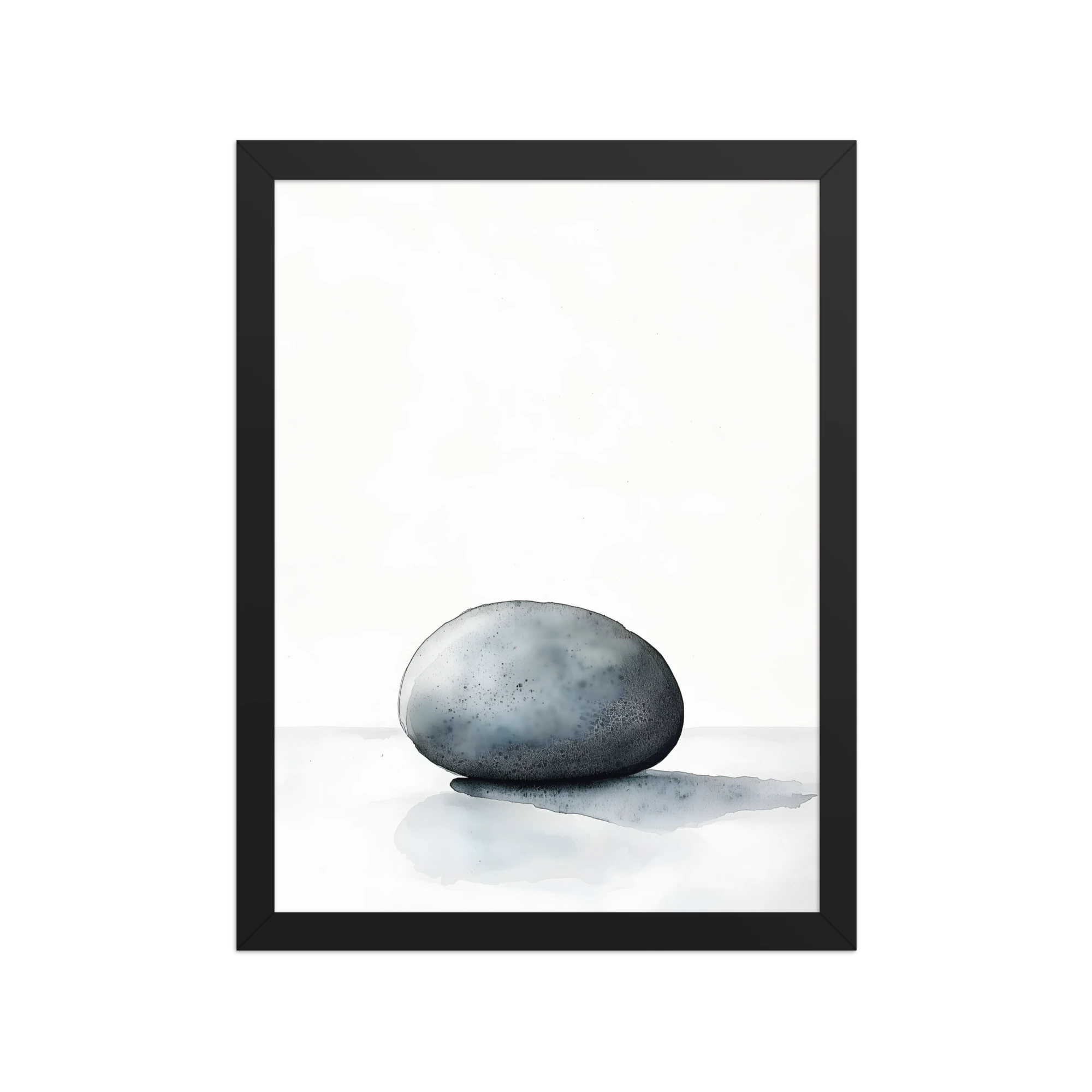 Worn Stone — Japandi wabi-sabi framed print, minimalist Japanese wall art