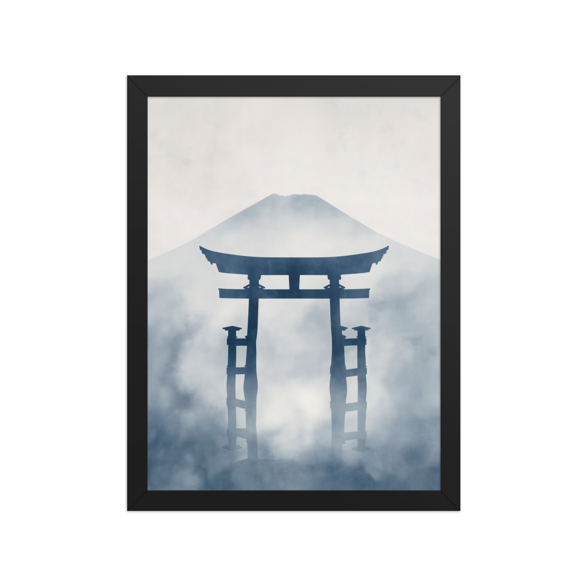 Indigo Pilgrimage — Japanese minimalist zen nature framed wall art