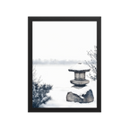 Snow Lantern — Japanese minimalist wabi-sabi framed wall art