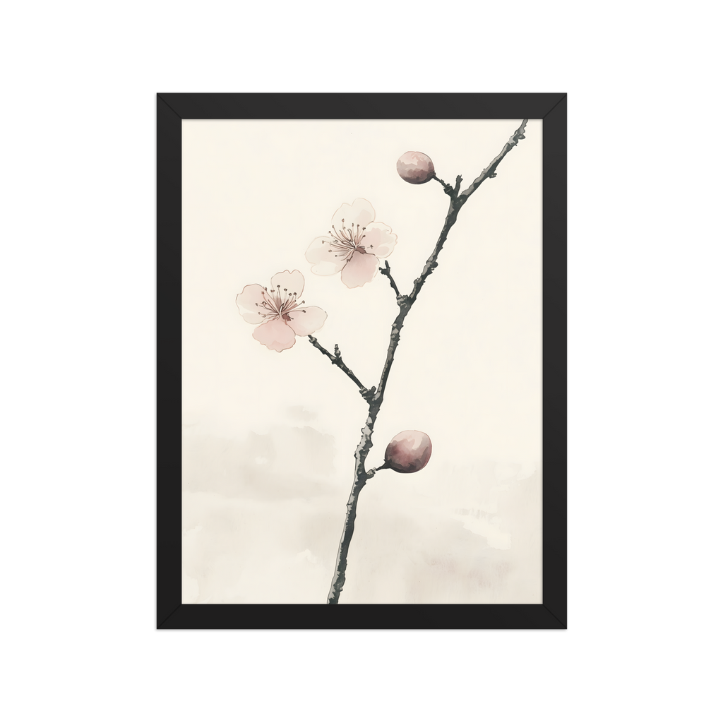 Early Plum — Japanese minimalist framed wall art