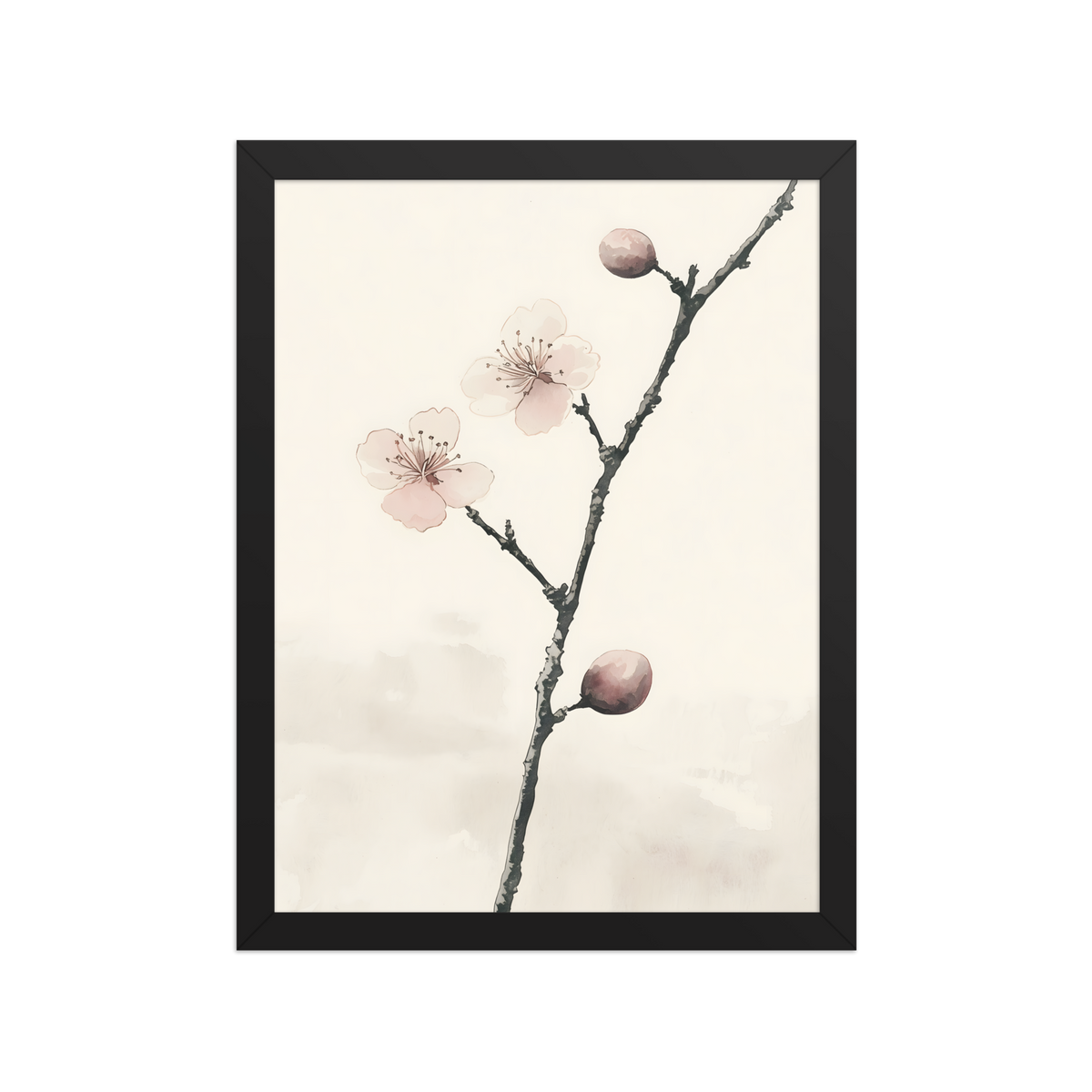 Early Plum — Japanese minimalist framed wall art