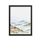 Spring Hills in Bloom — Japanese minimalist zen nature framed wall art