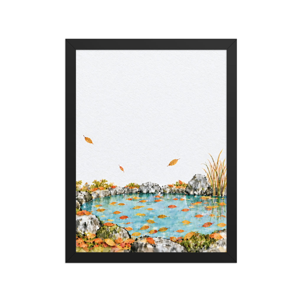 Seasons Garden · Leaf Pond · Autumn — Japanese minimalist zen nature framed wall art