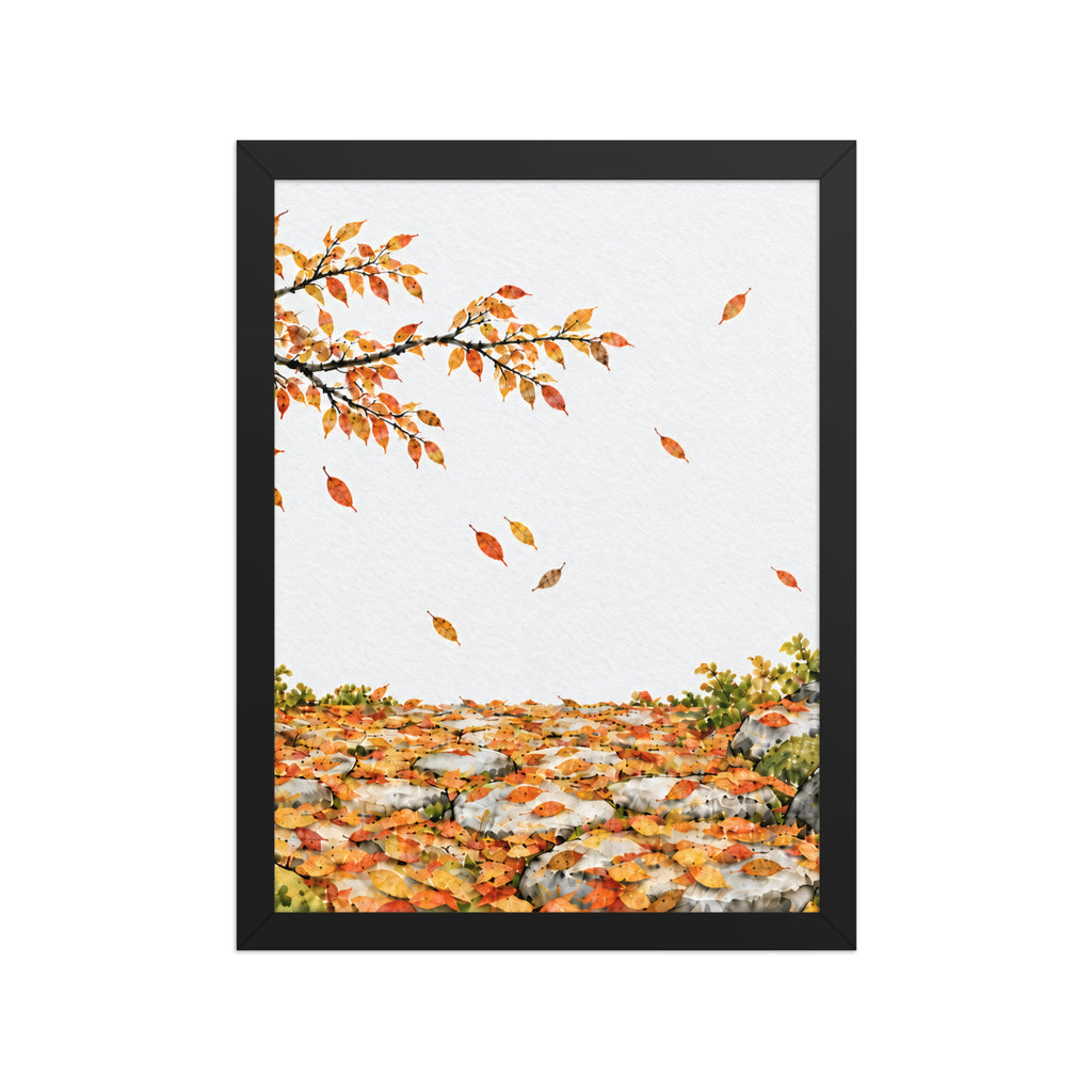 Seasons Garden · Leaf Path · Autumn — Japanese minimalist zen nature framed wall art