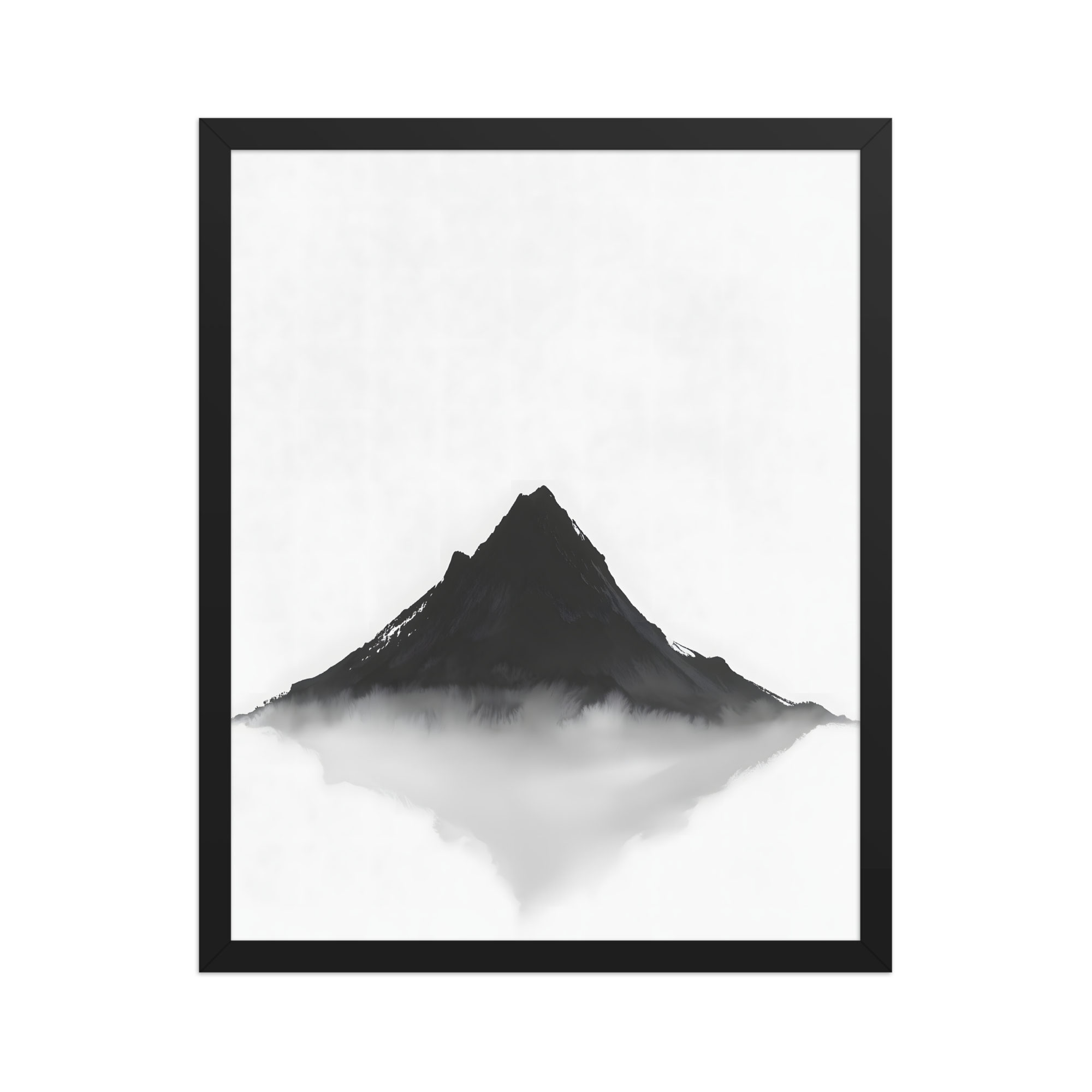 Mountain Breath — Japandi zen ink framed print, minimalist Japanese wall art