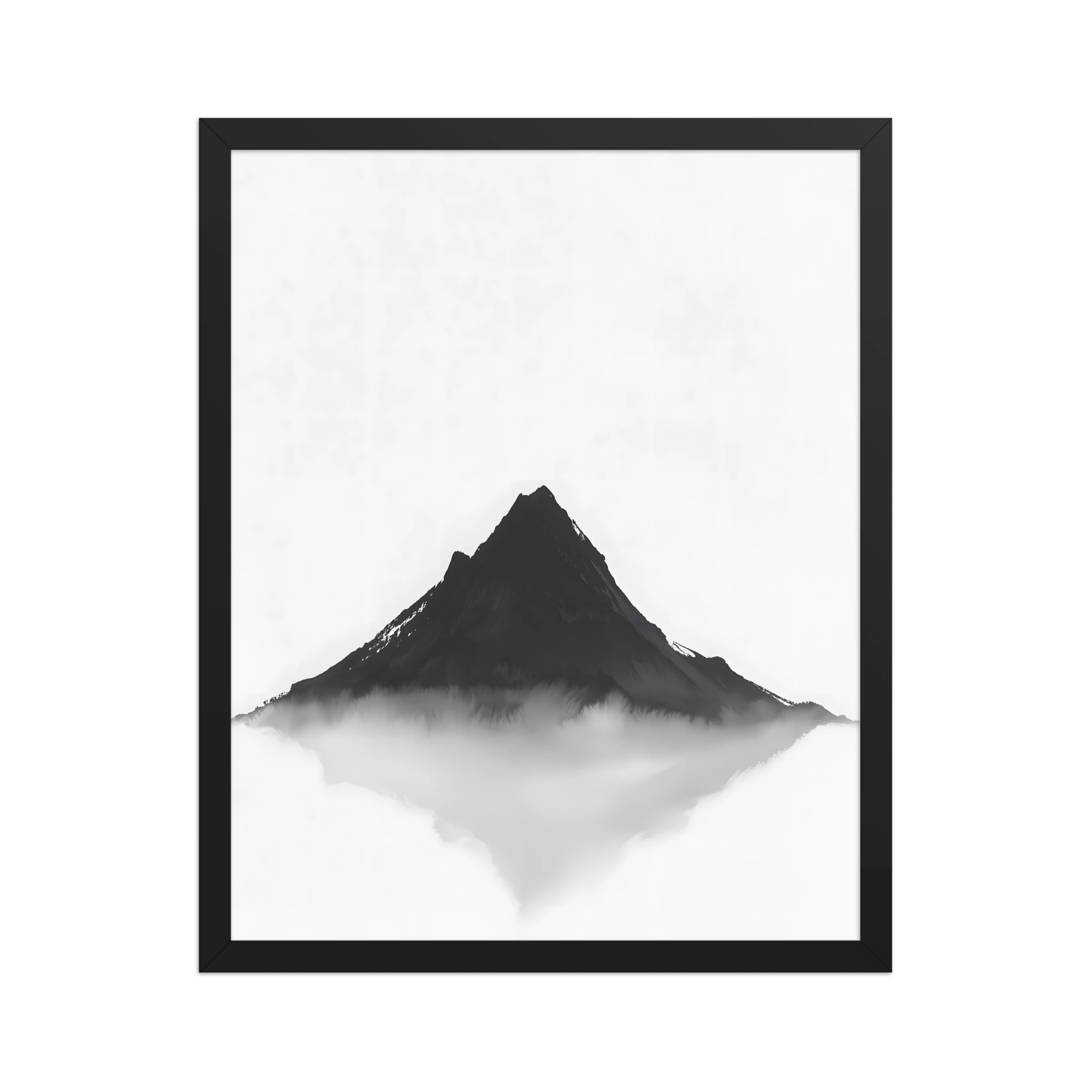 Mountain Breath — Japandi zen ink framed print, minimalist Japanese wall art