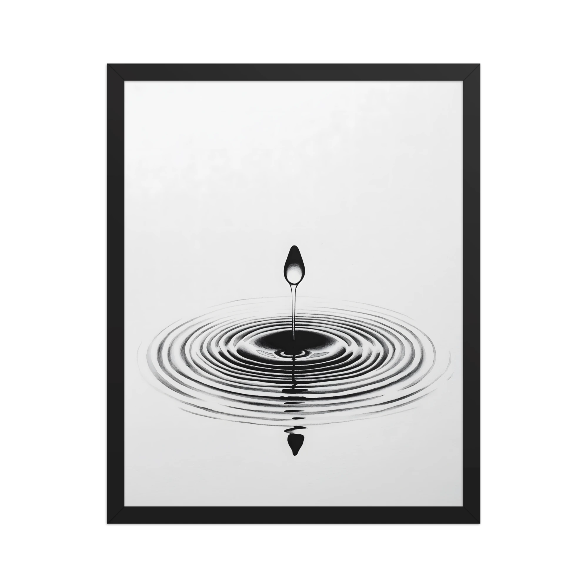 Waterdrop — Japandi zen nature framed print, minimalist Japanese wall art