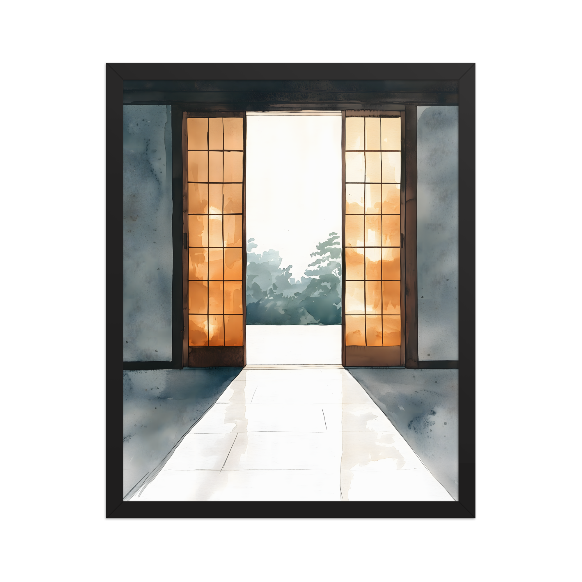 Open Door — Japandi ma framed print, minimalist Japanese wall art
