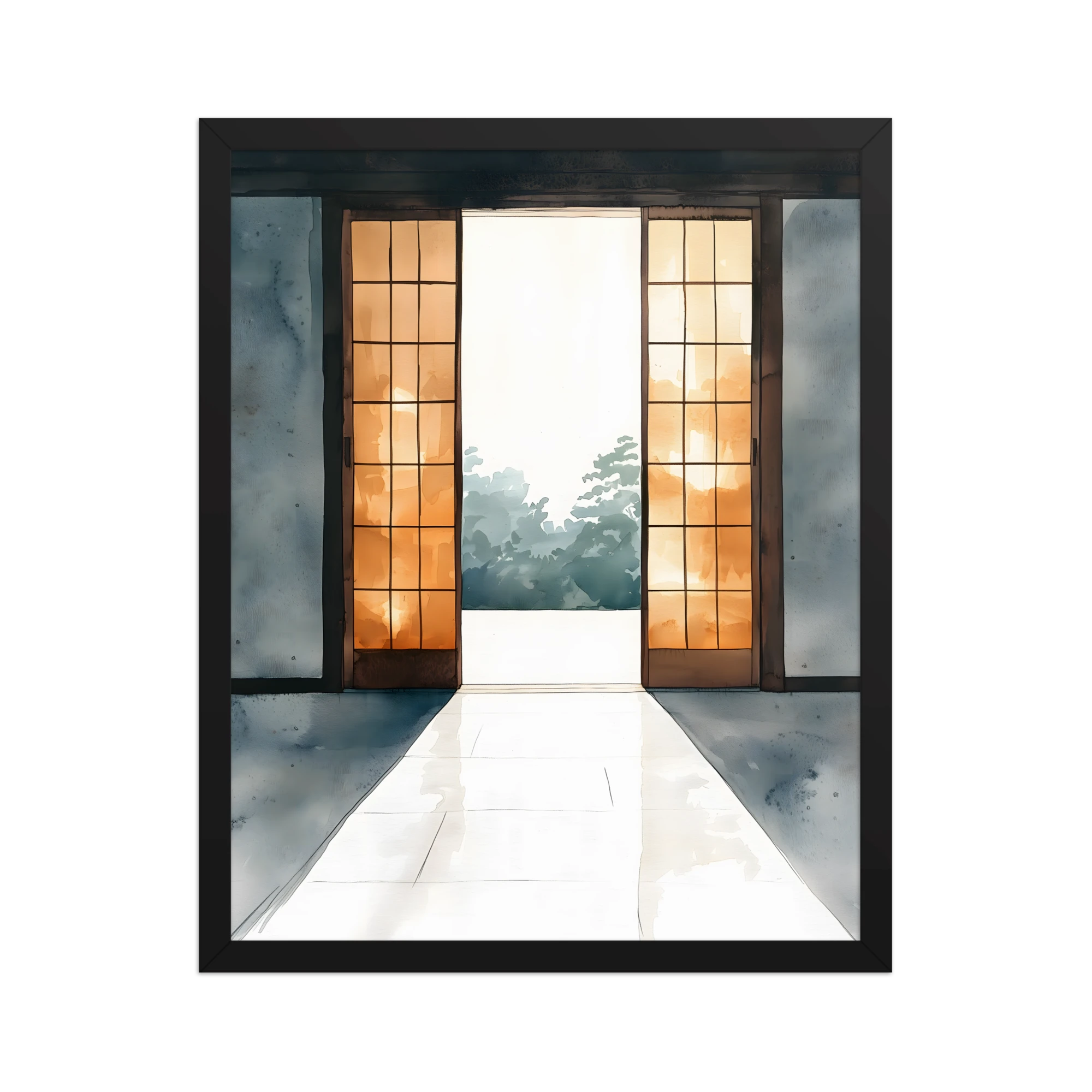 Open Door — Japandi ma framed print, minimalist Japanese wall art