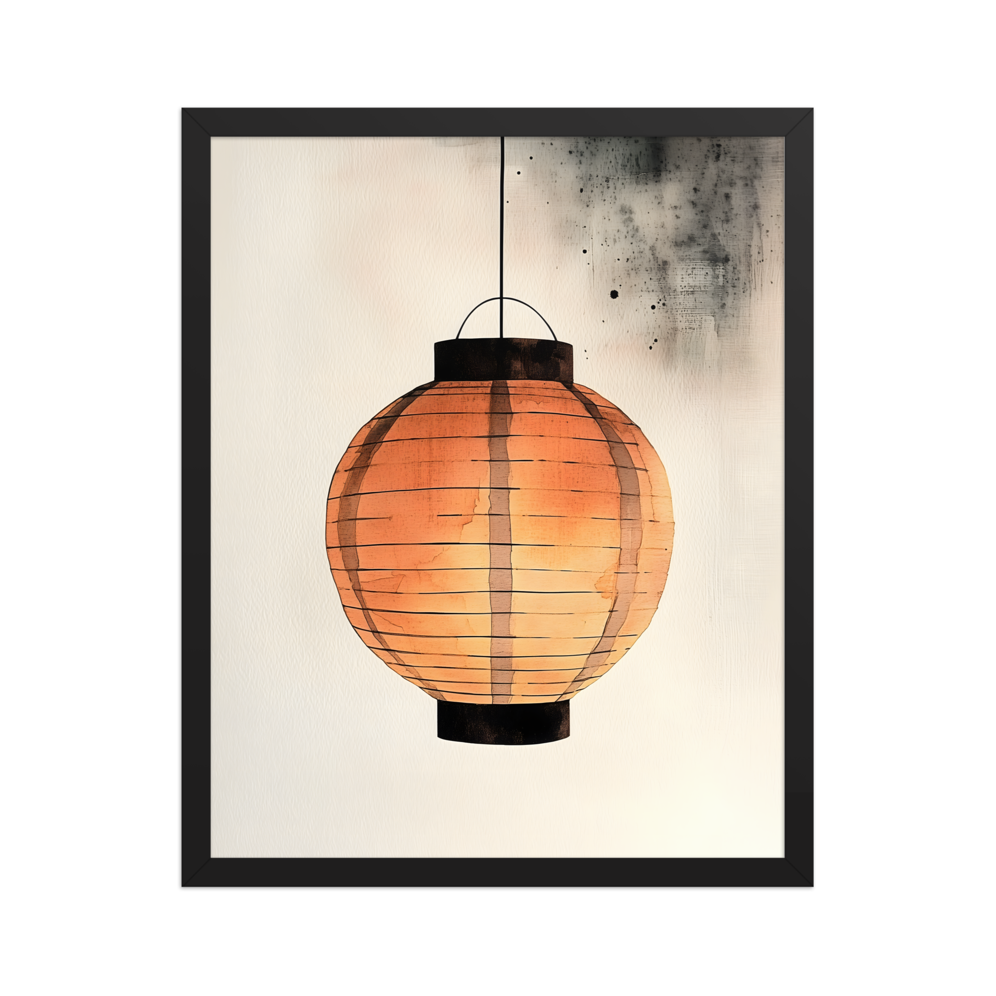 Paper Lantern — Japandi wabi-sabi framed print, minimalist Japanese wall art