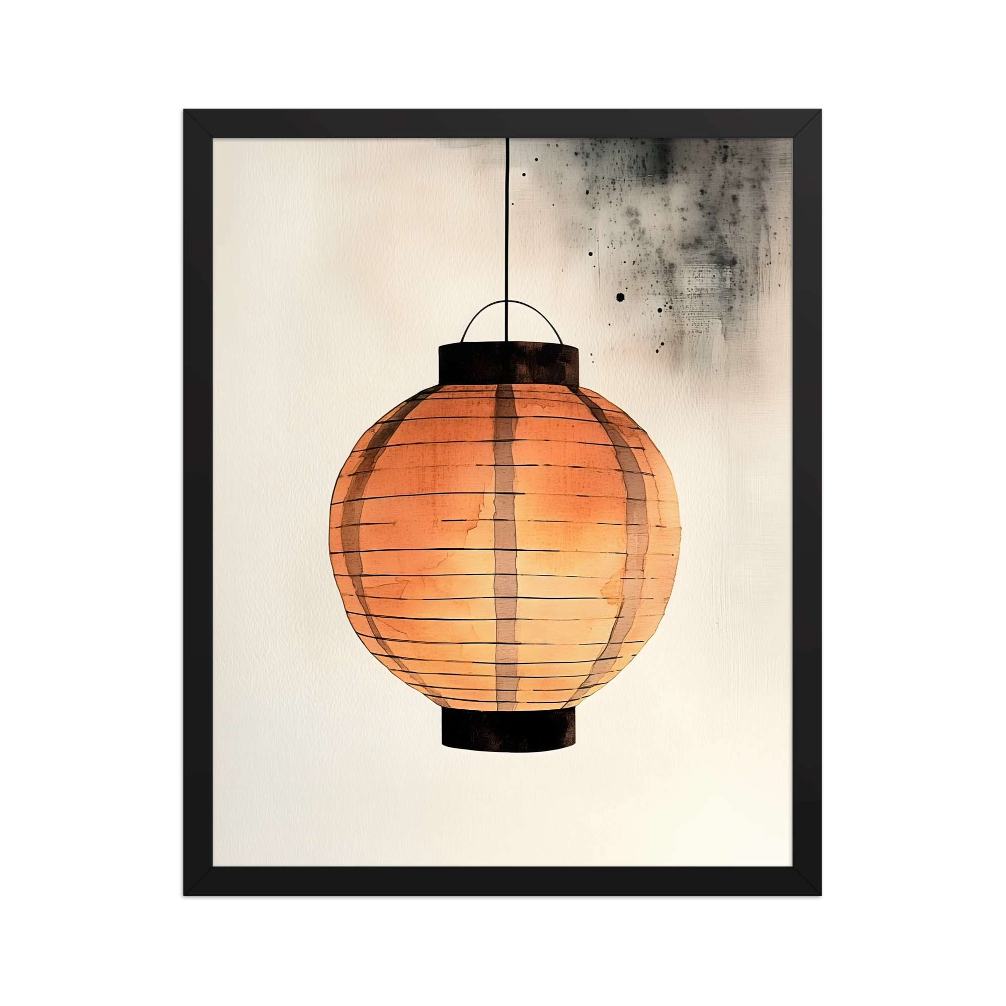 Paper Lantern — Japandi wabi-sabi framed print, minimalist Japanese wall art