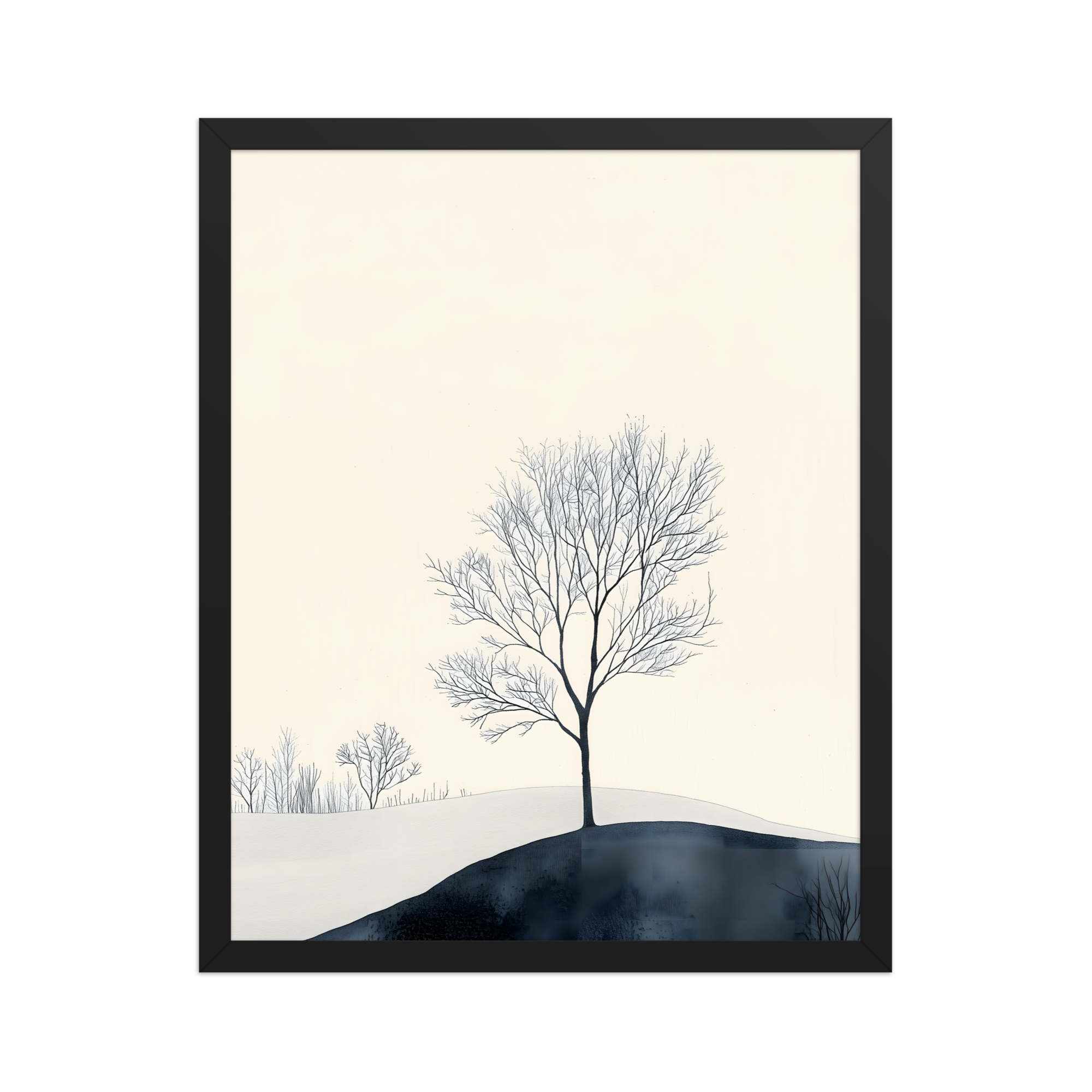 Distant Divide — Japandi ma framed print, minimalist Japanese wall art