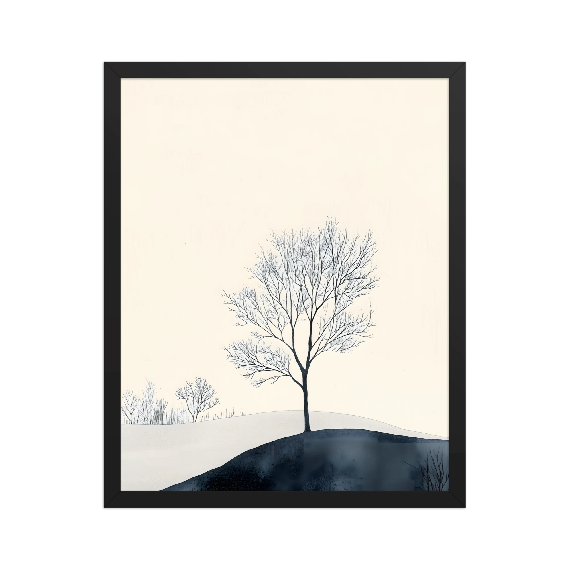 Distant Divide — Japandi ma framed print, minimalist Japanese wall art