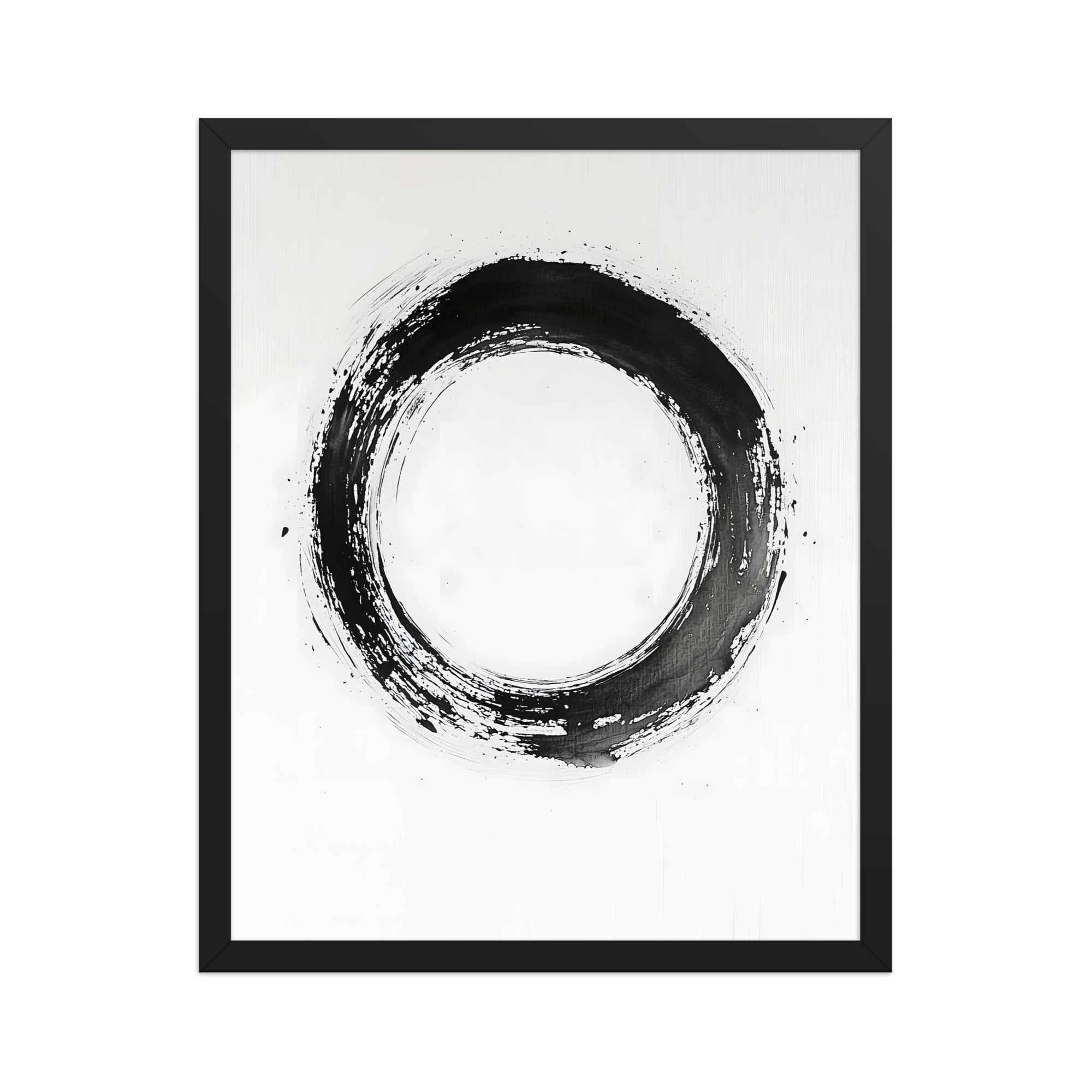 One Stroke — Japandi zen ink framed print, minimalist Japanese wall art