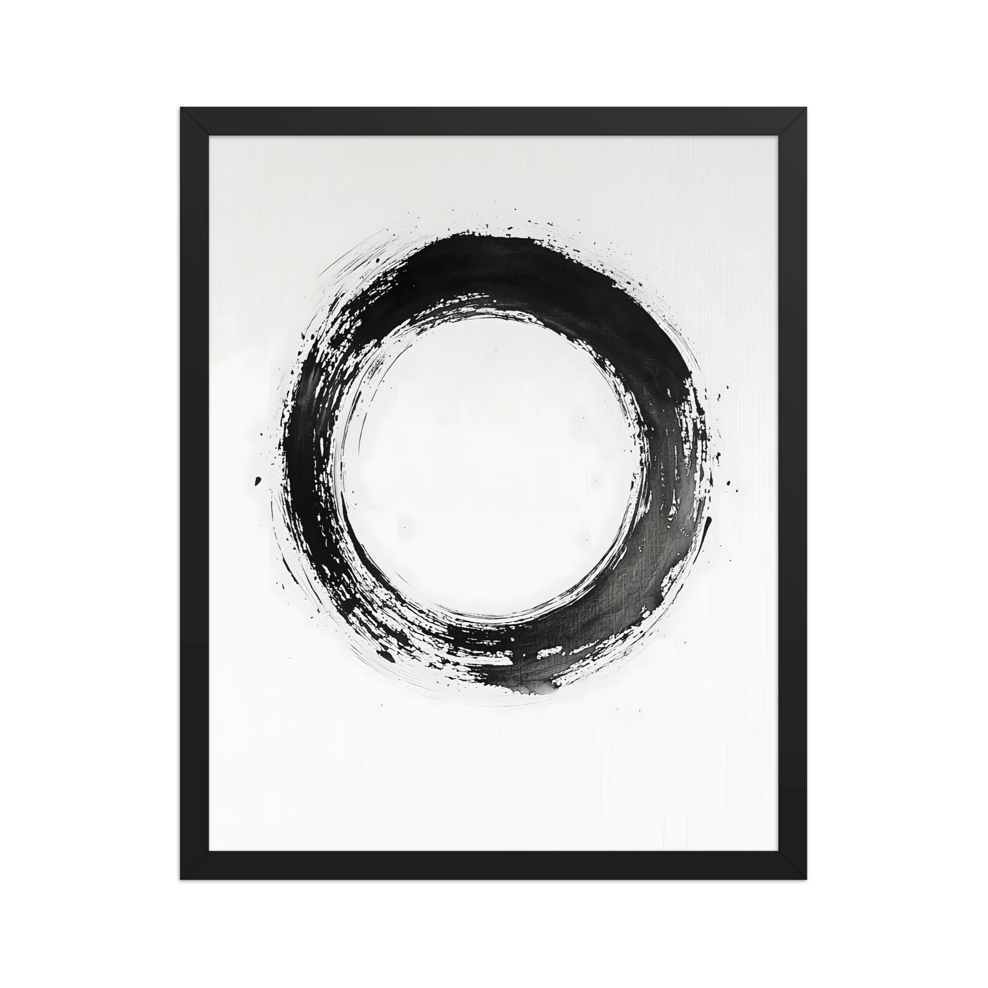 One Stroke — Japandi zen ink framed print, minimalist Japanese wall art