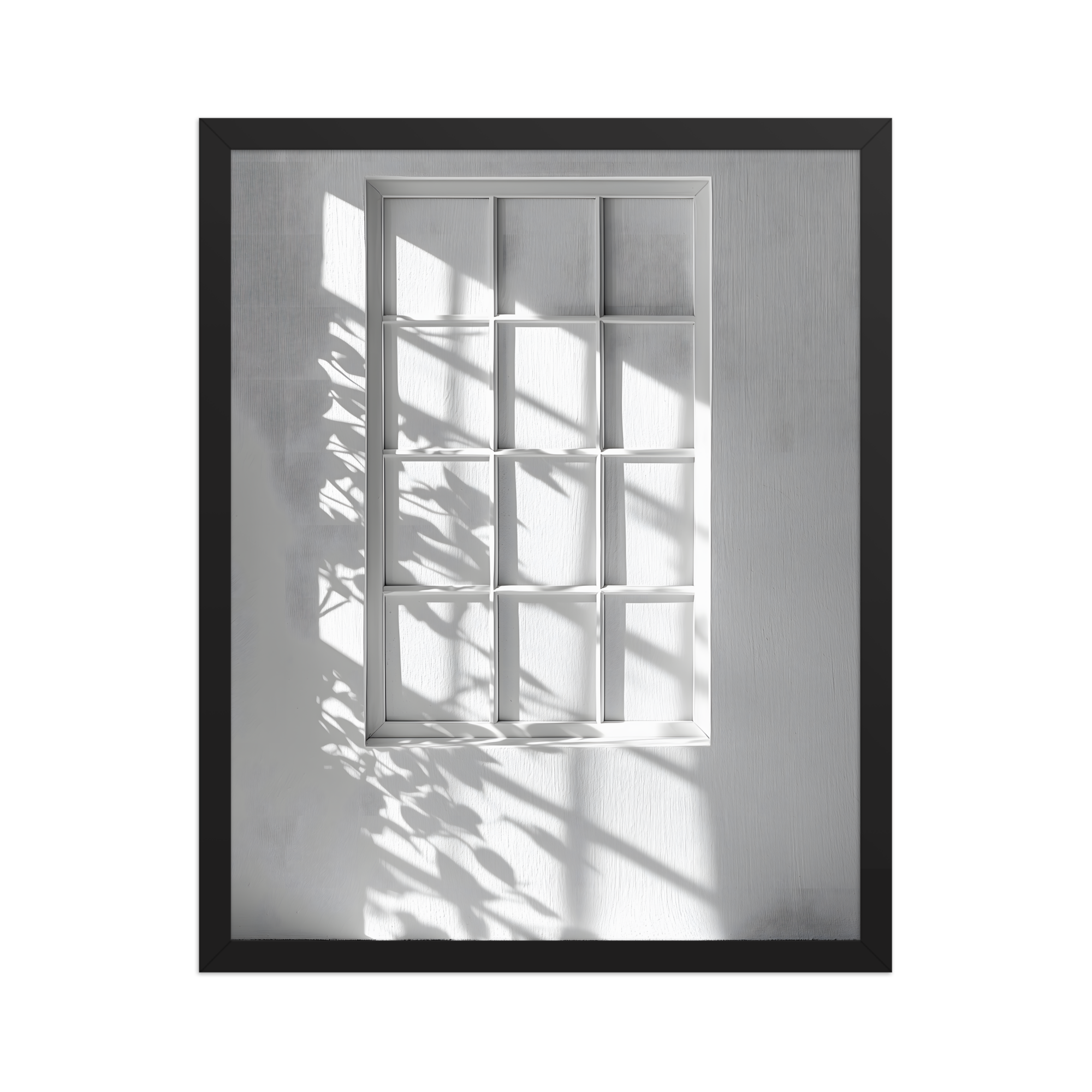 Shadow Play — Japandi komorebi framed print, minimalist Japanese wall art