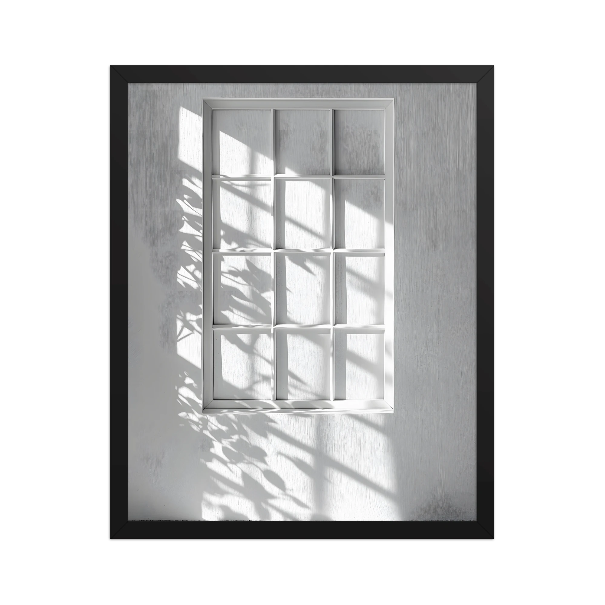 Shadow Play — Japandi komorebi framed print, minimalist Japanese wall art