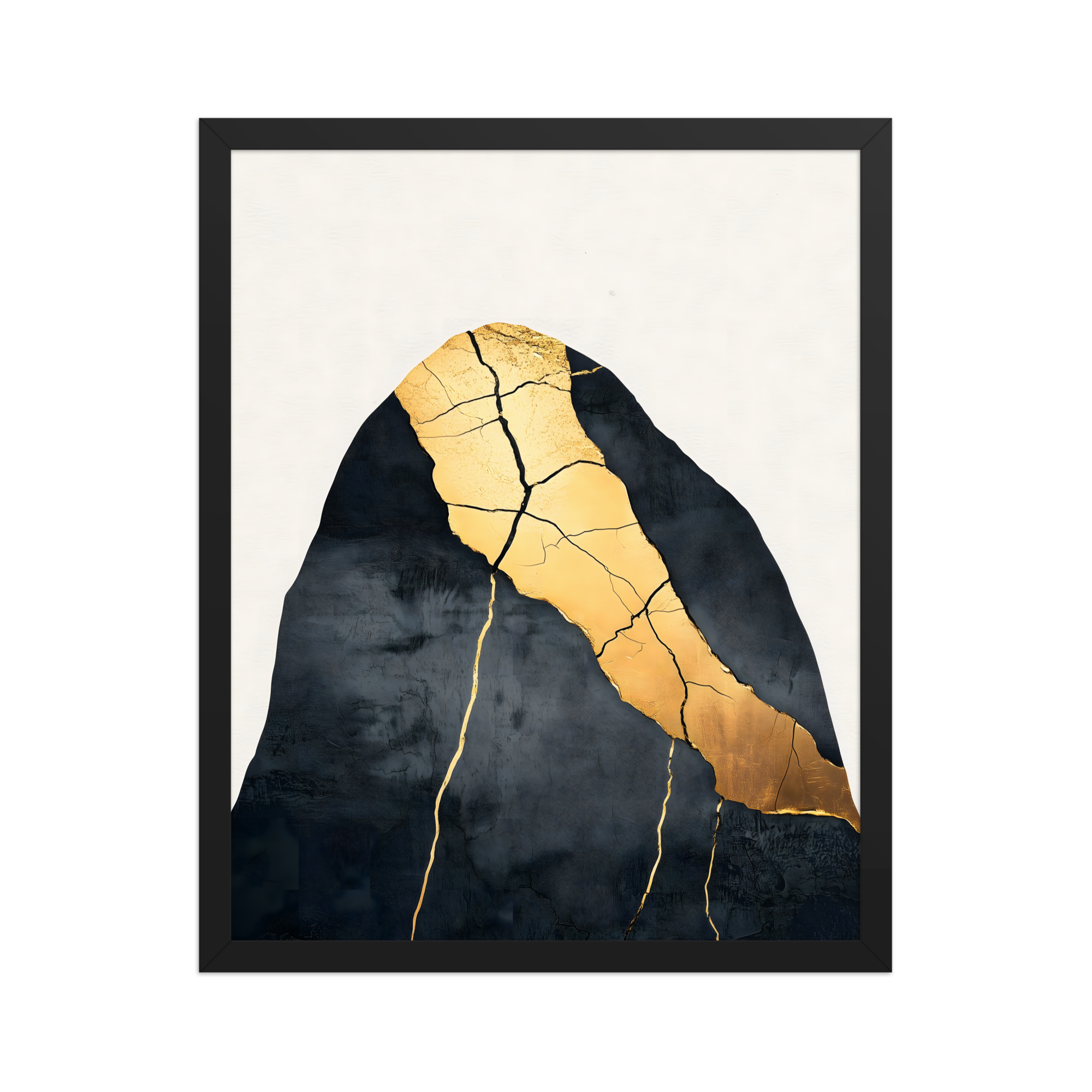 Kintsugi Lines — Japandi wabi-sabi framed print, minimalist Japanese wall art
