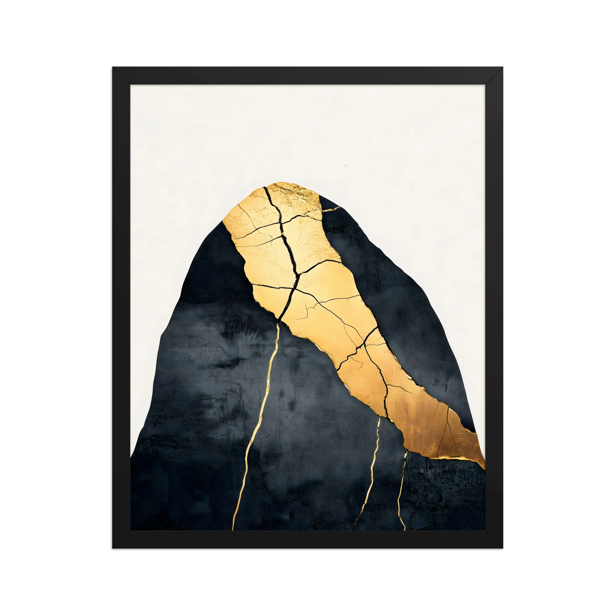 Kintsugi Lines — Japandi wabi-sabi framed print, minimalist Japanese wall art