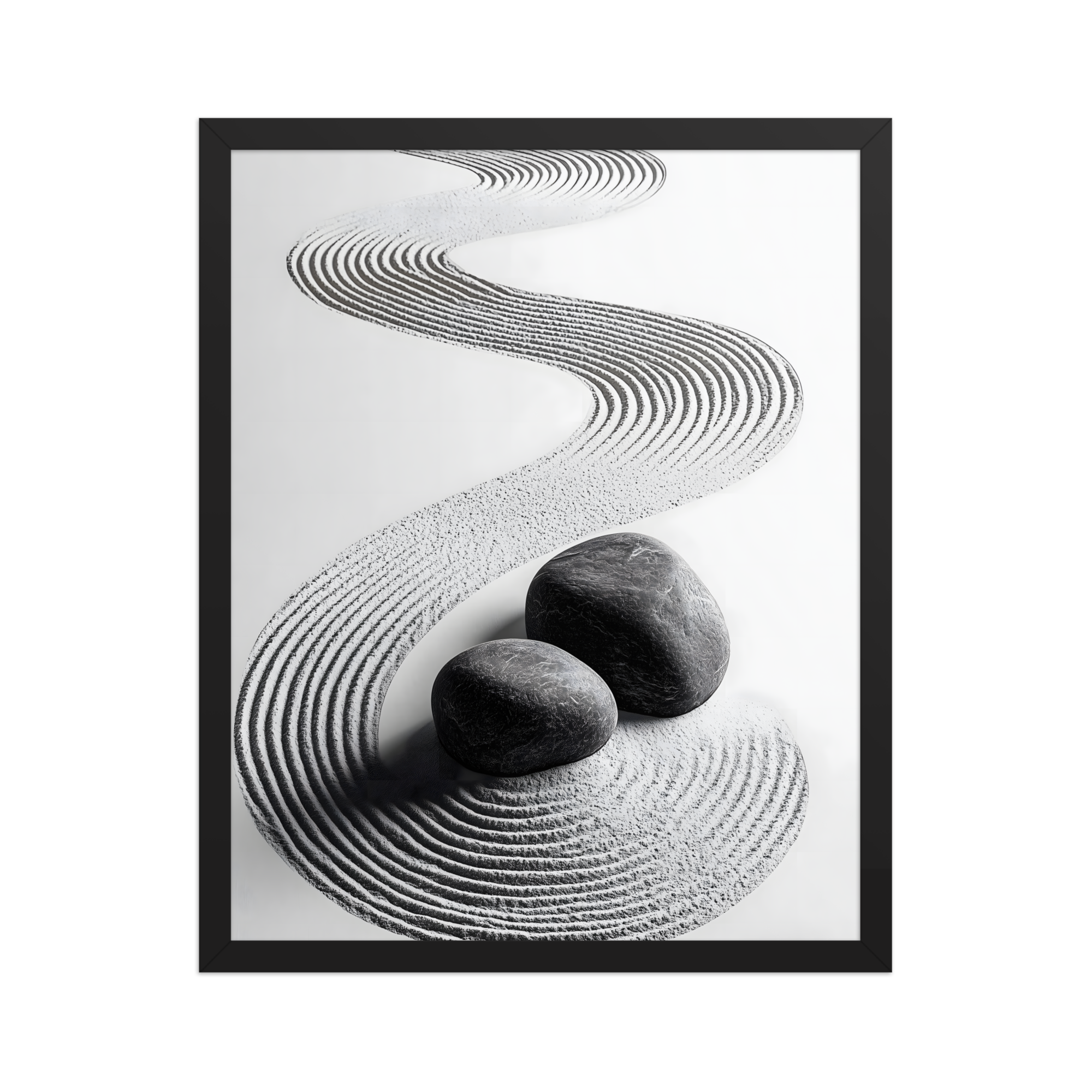 Pebble Garden — Japandi zen nature framed print, minimalist Japanese wall art