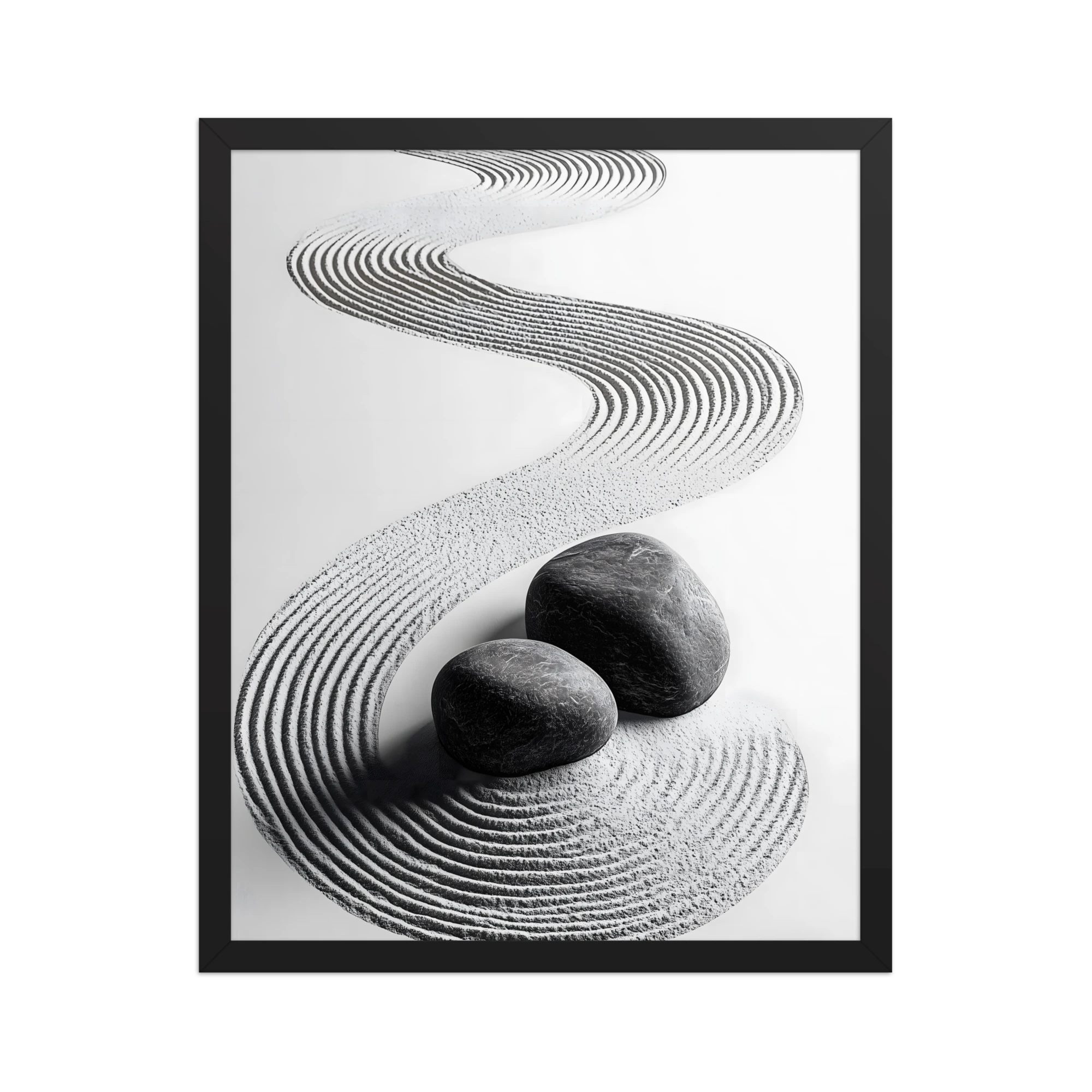 Pebble Garden — Japandi zen nature framed print, minimalist Japanese wall art