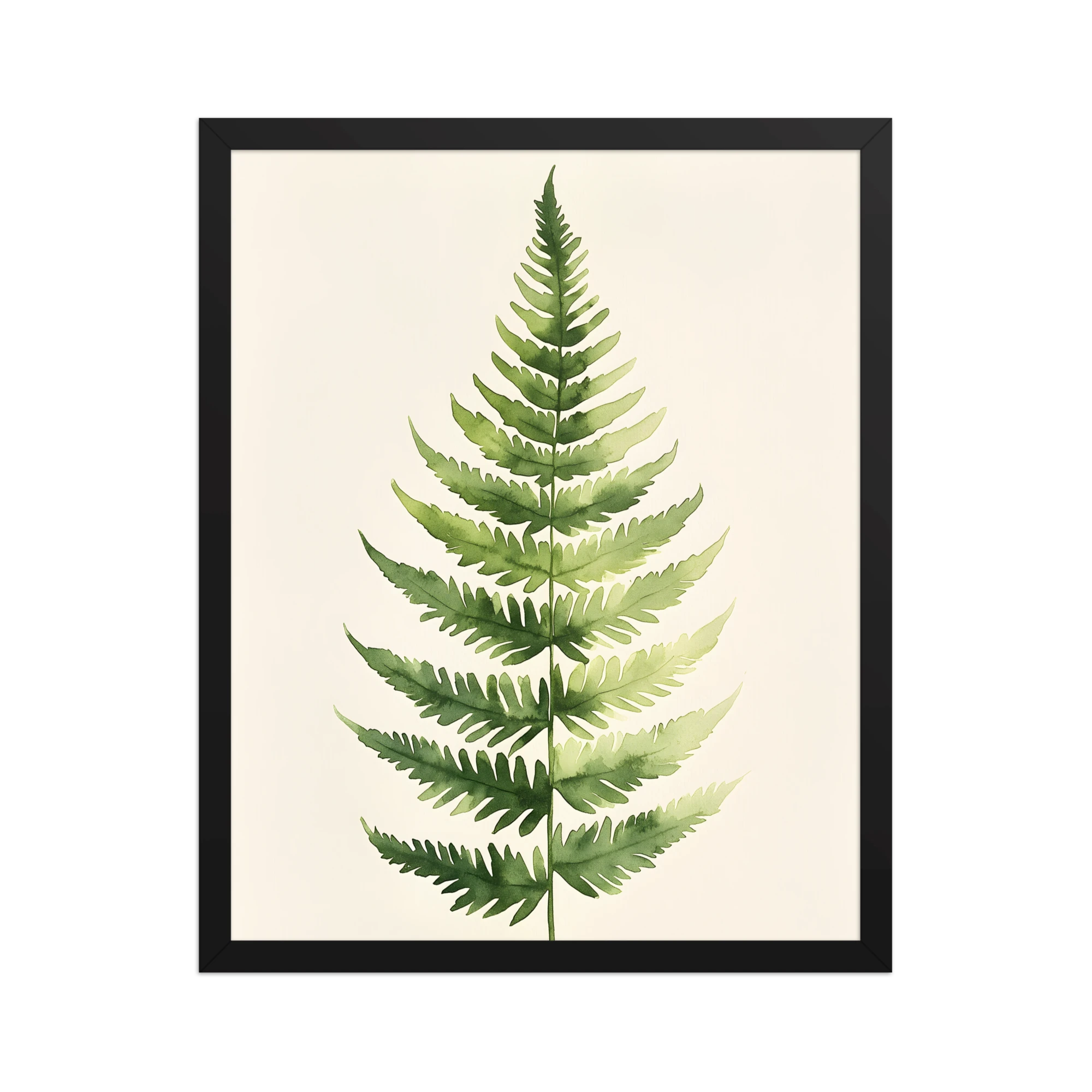 Morning Fern — Japandi zen nature framed print, minimalist Japanese wall art