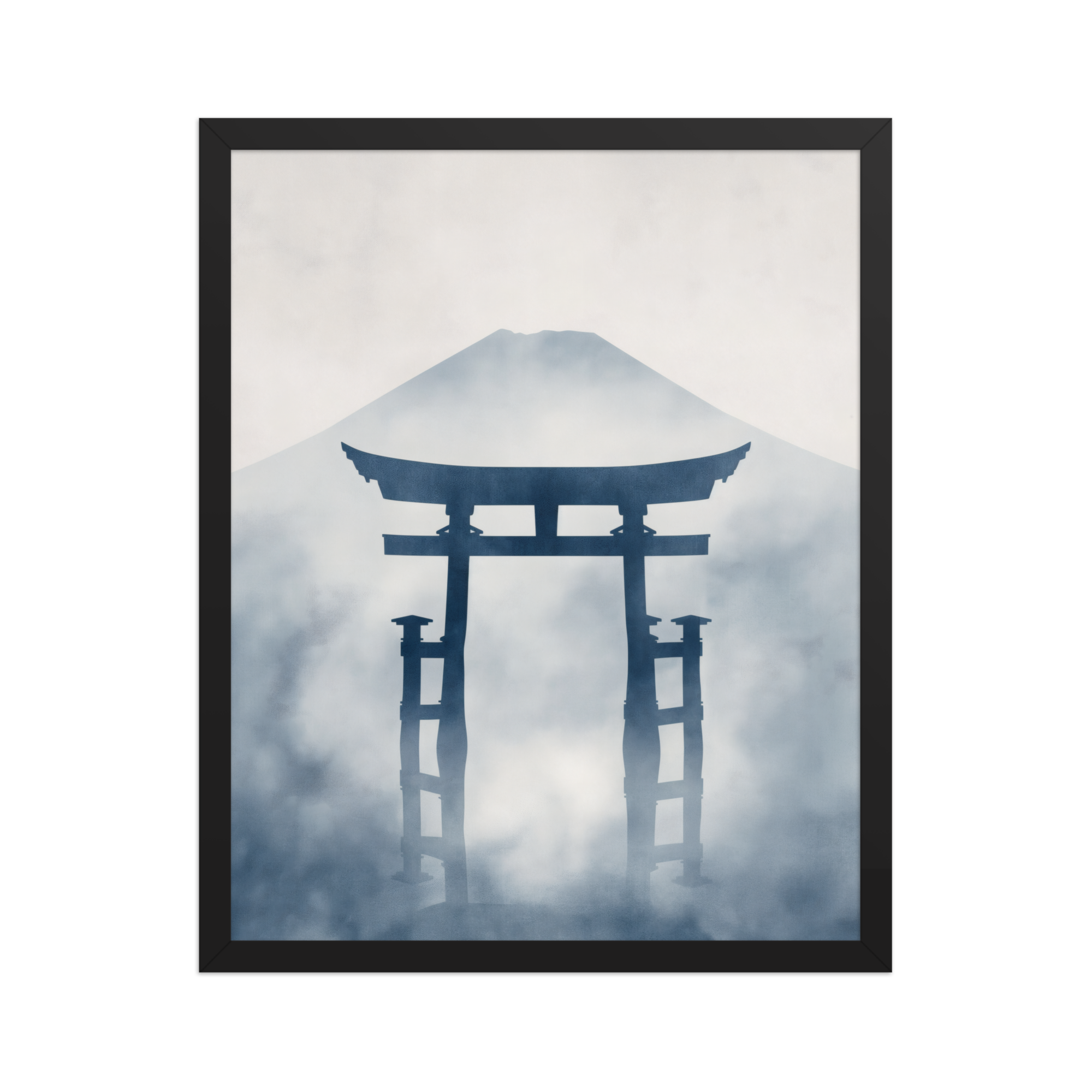 Indigo Pilgrimage — Japanese minimalist zen nature framed wall art