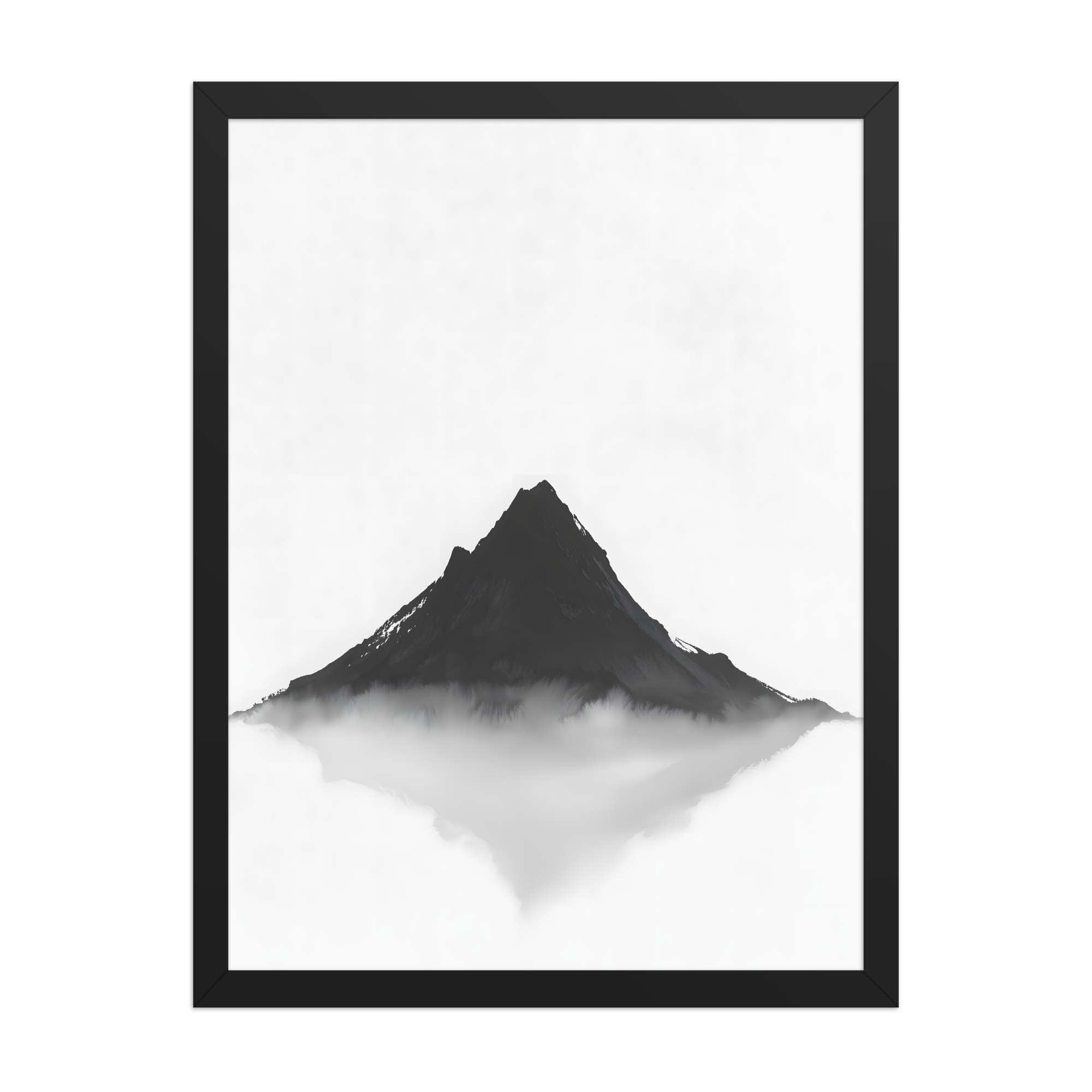 Mountain Breath — Japandi zen ink framed print, minimalist Japanese wall art