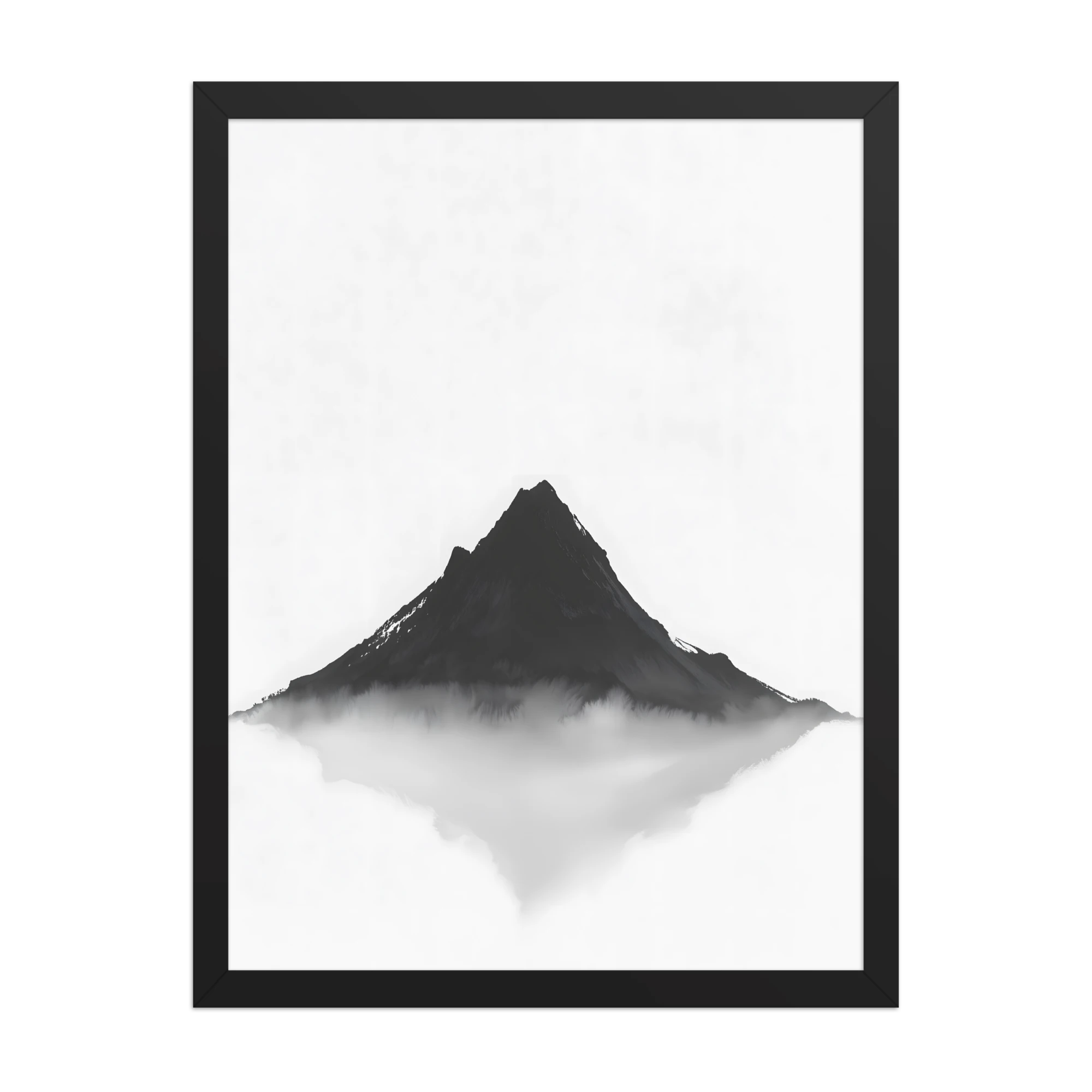 Mountain Breath — Japandi zen ink framed print, minimalist Japanese wall art