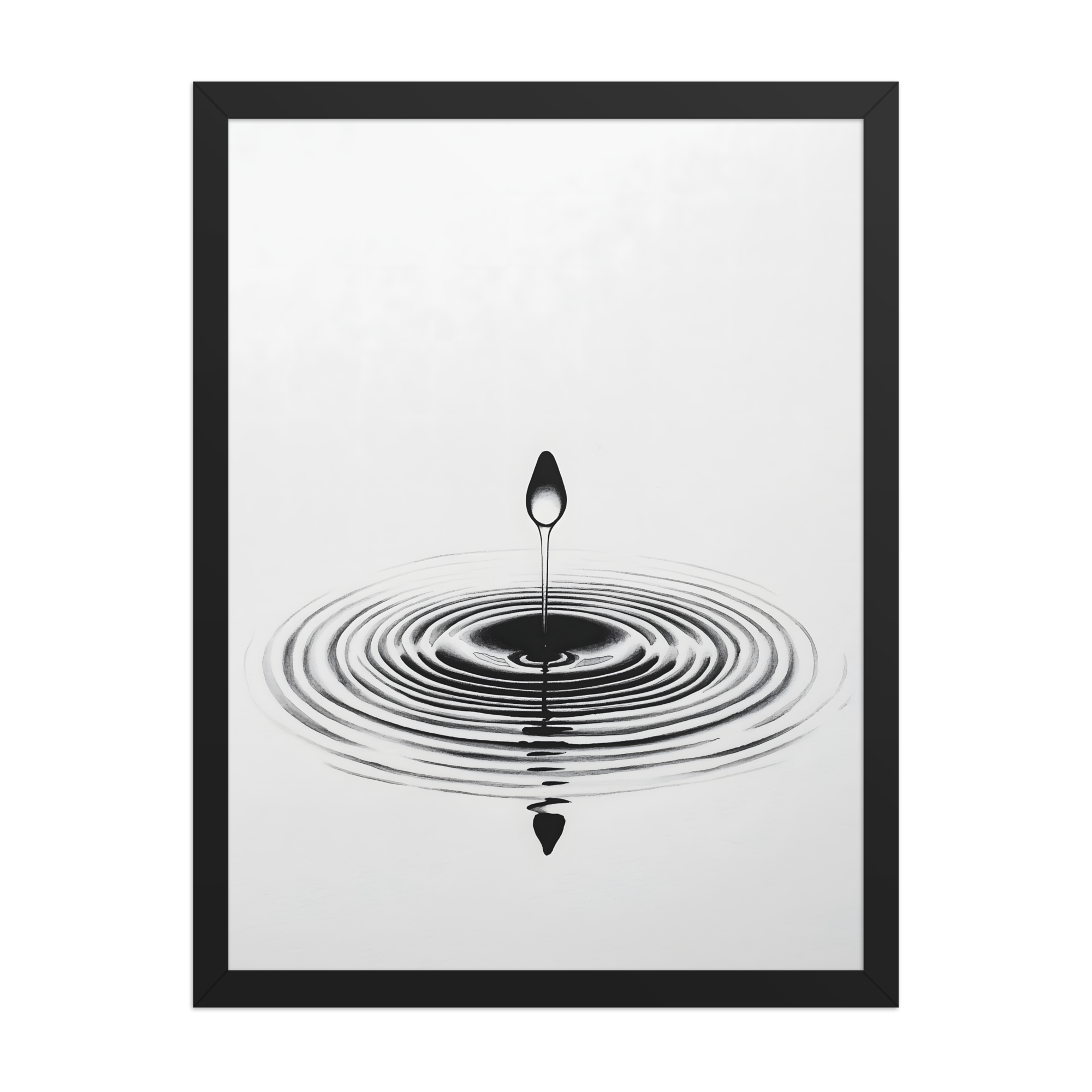 Waterdrop — Japandi zen nature framed print, minimalist Japanese wall art